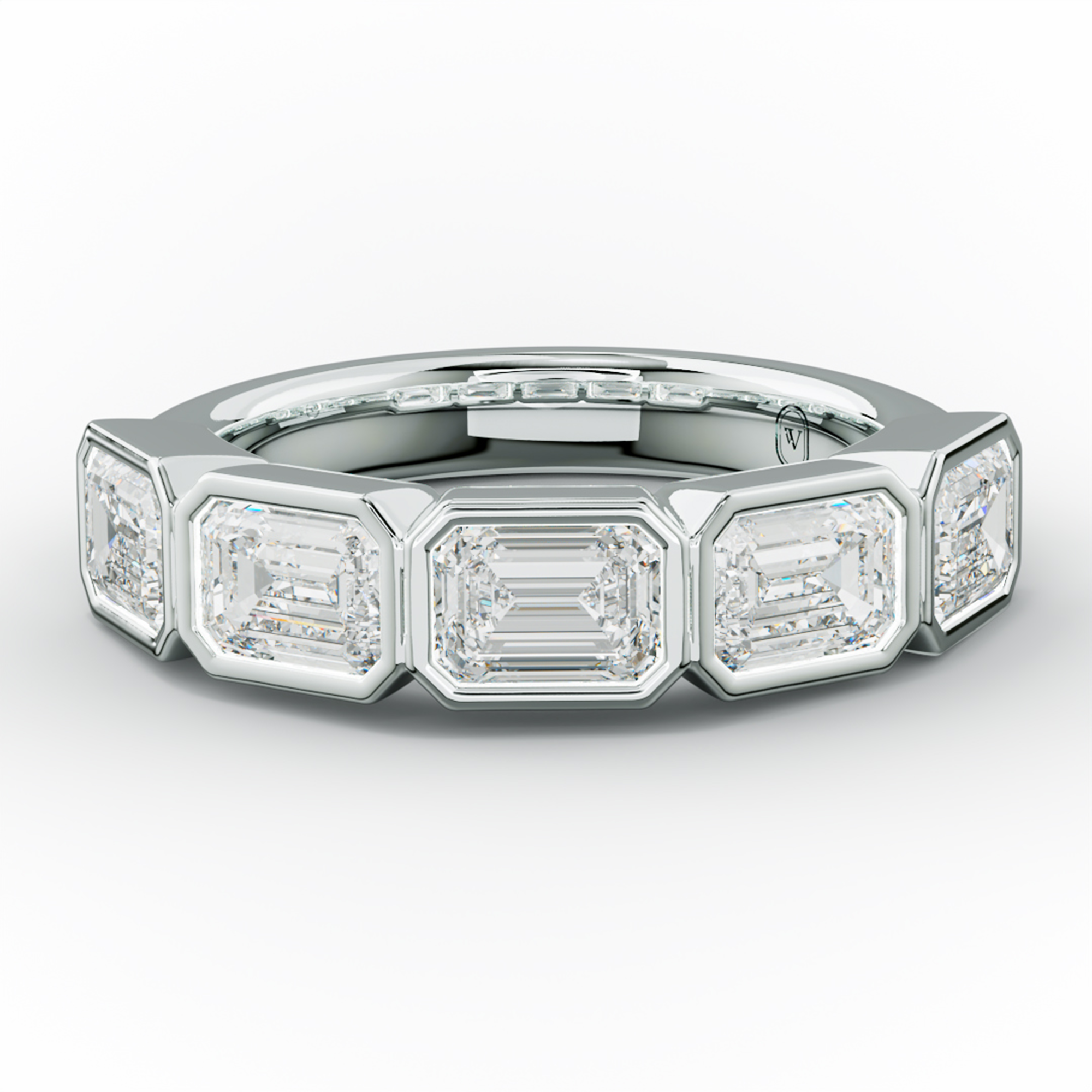 2.0 Carat East West Emerald Cut Bezel Set Diamond Anniversary Band