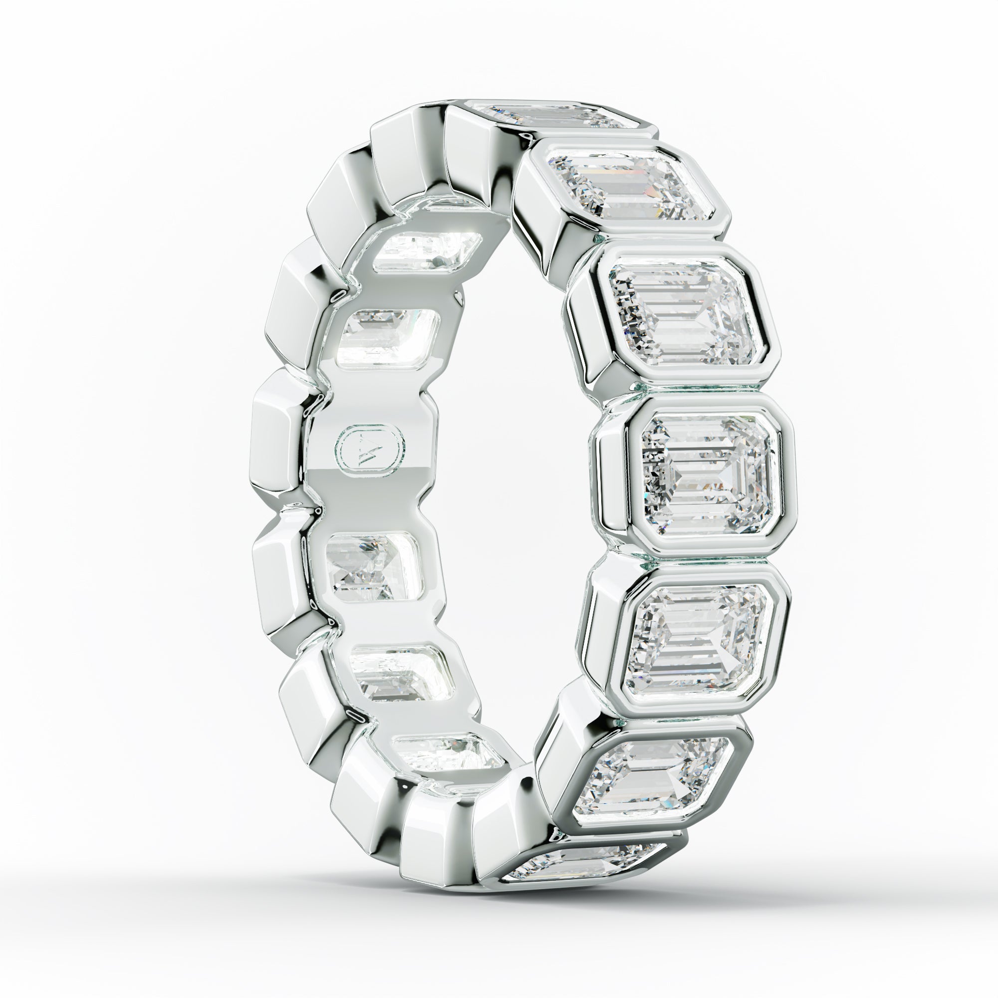 4.0 Carat Bezel Set Emerald Cut Diamond Eternity Band