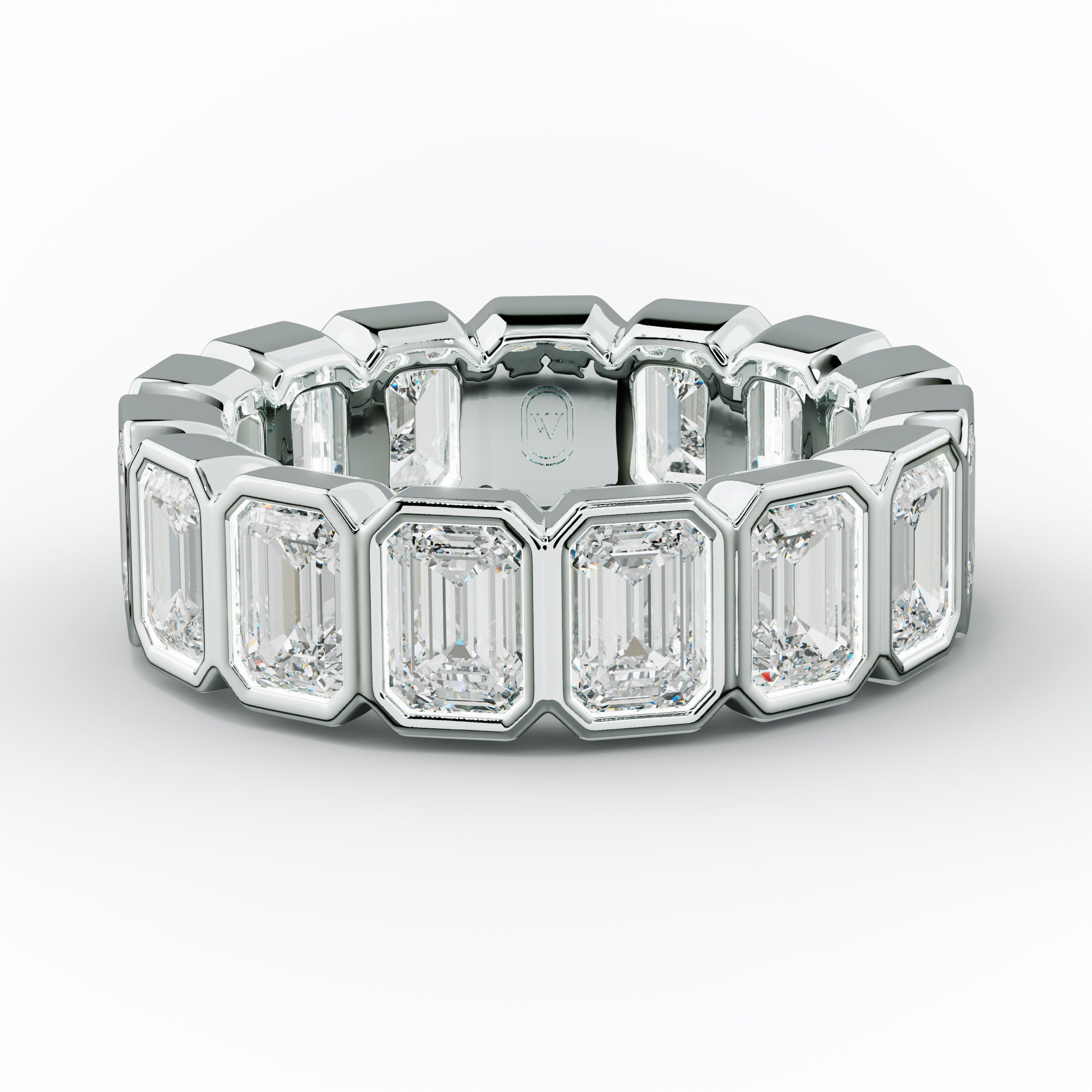 5.0 Carat Bezel Set Emerald Cut Diamond Eternity Band