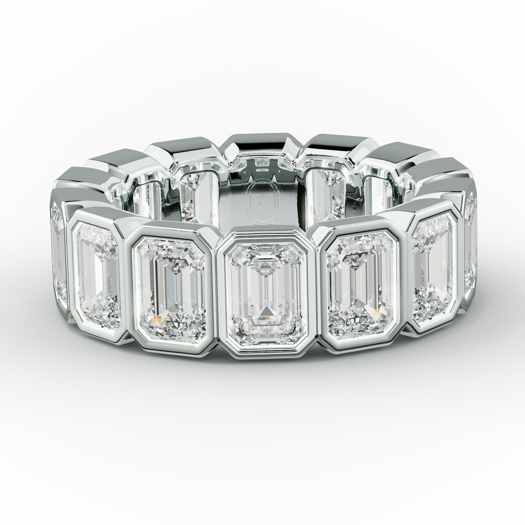 7.0 Carat Bezel Set Emerald Cut Diamond Eternity Band