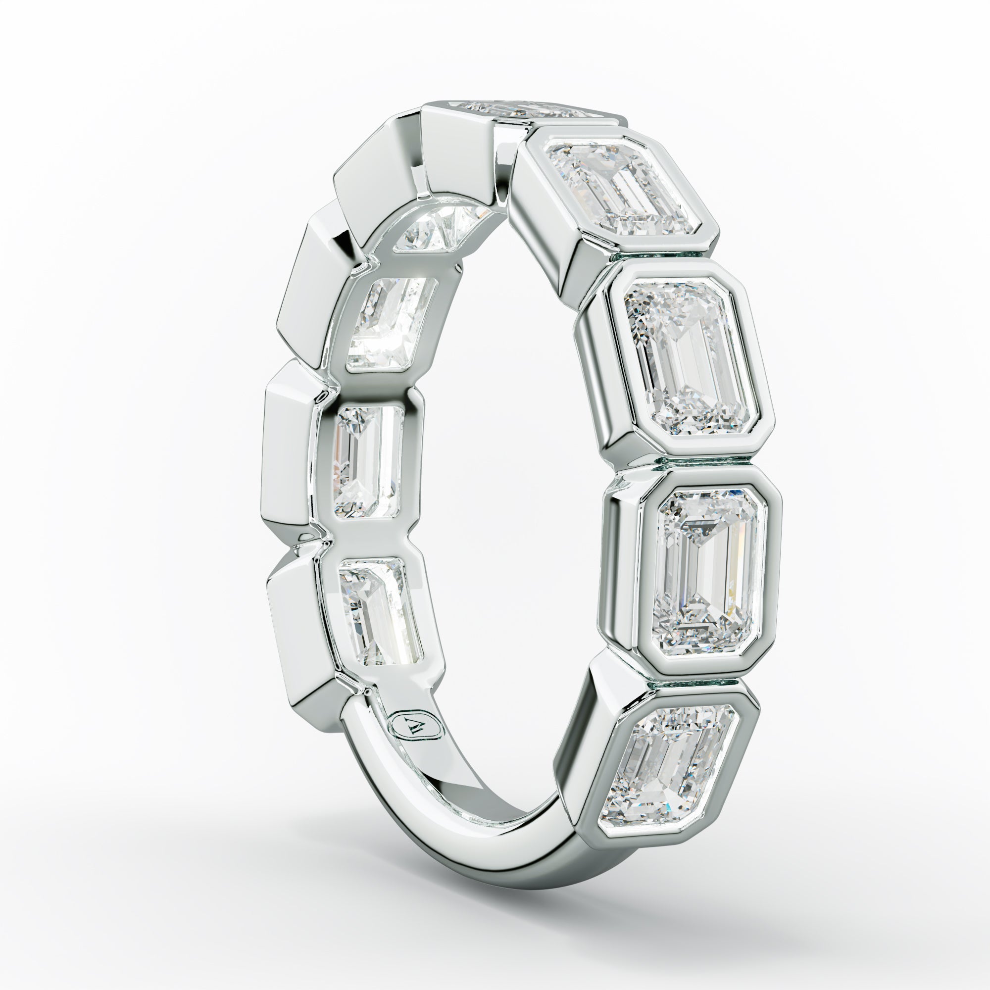 2.0 Carat East West Emerald Cut Bezel Set Diamond Anniversary Band