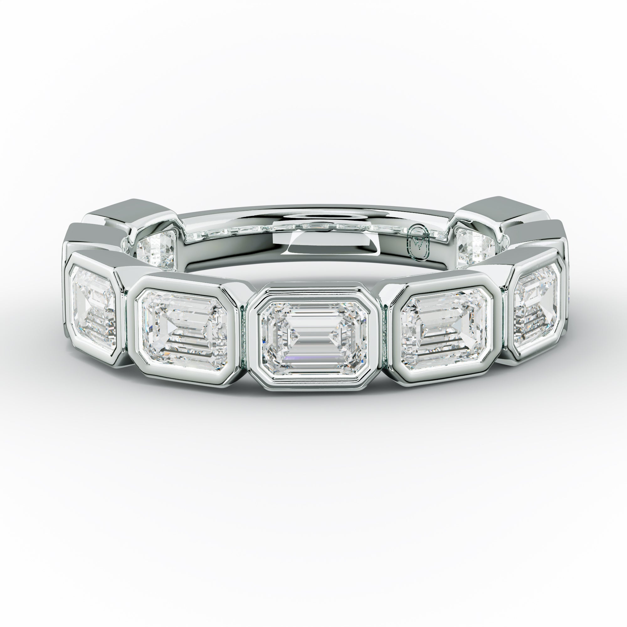 2.0 Carat East West Emerald Cut Bezel Set Diamond Anniversary Band