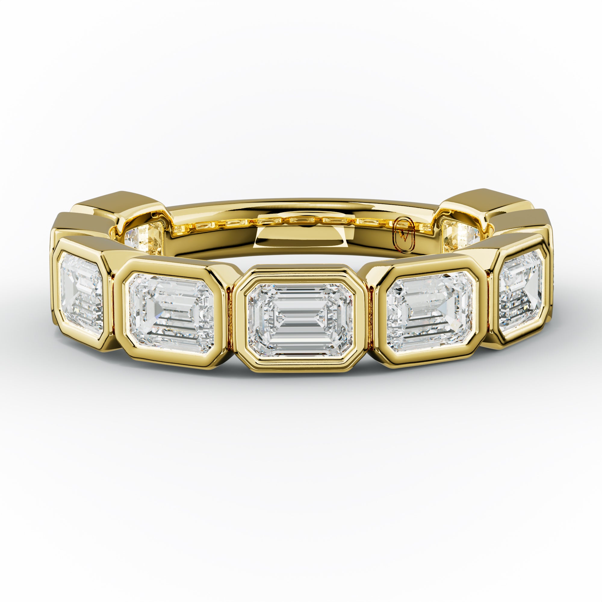 2.0 Carat East West Emerald Cut Bezel Set Diamond Anniversary Band