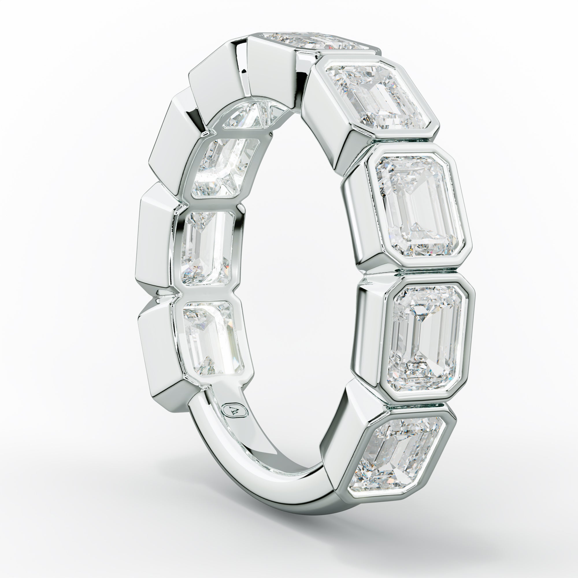 3.0 Carat East West Emerald Cut Bezel Set Diamond Anniversary Band