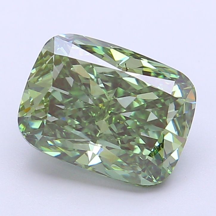 3.01 Carat Cushion Cut Fancy Green