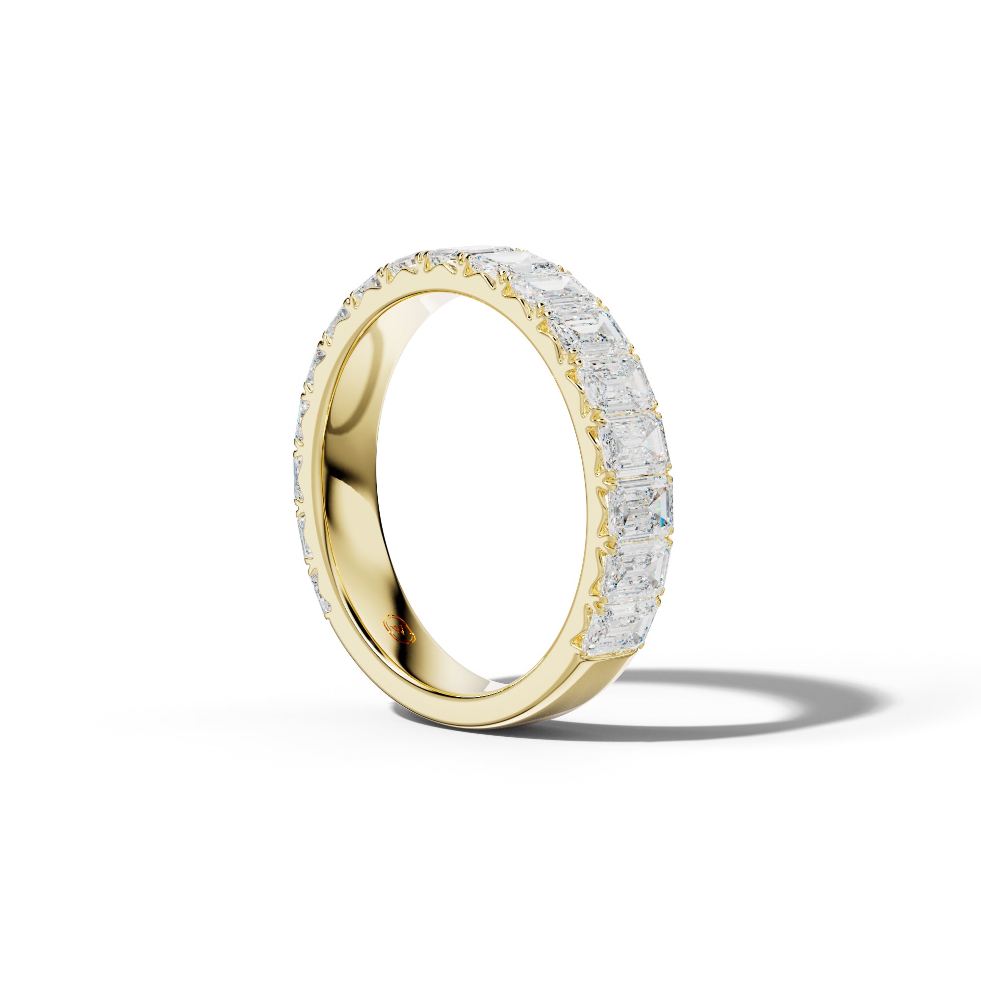 3.0 Carat Emerald Cut Diamond French Pave 3/4 Anniversary Band