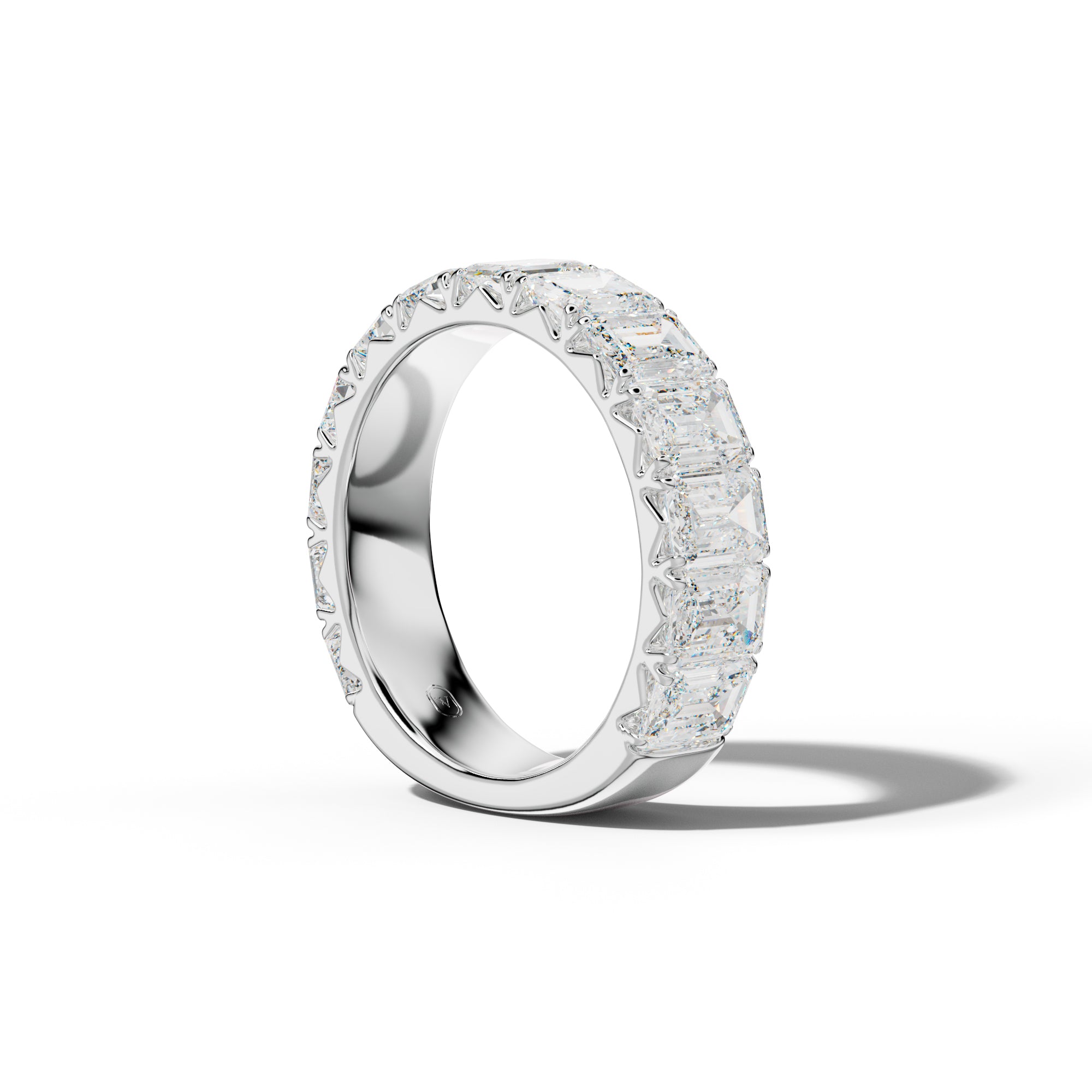 6.0 Carat Emerald Cut Diamond French Pave 3/4 Anniversary  Band