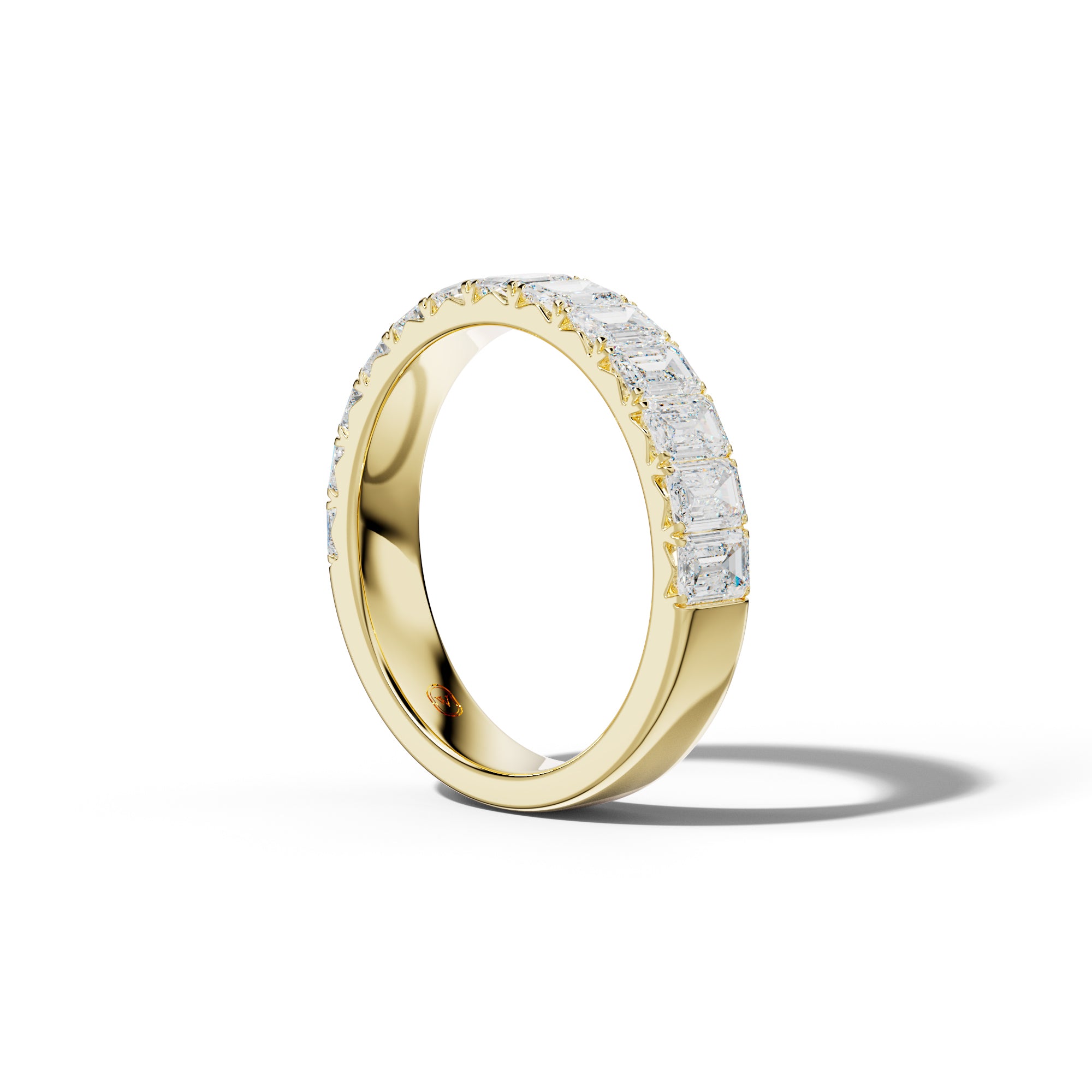 2.0 Carat Emerald Cut Diamond French Pave Half Anniversary Band