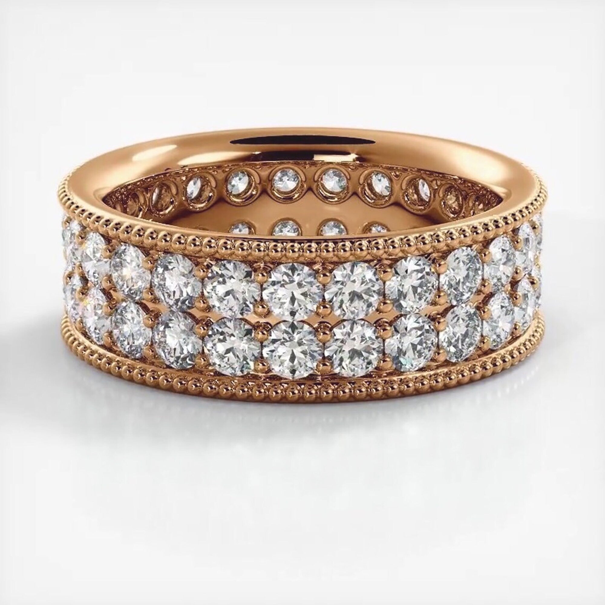 2.50 ct. Round Diamond Milgrain Accent Wedding Band-VIRABYANI