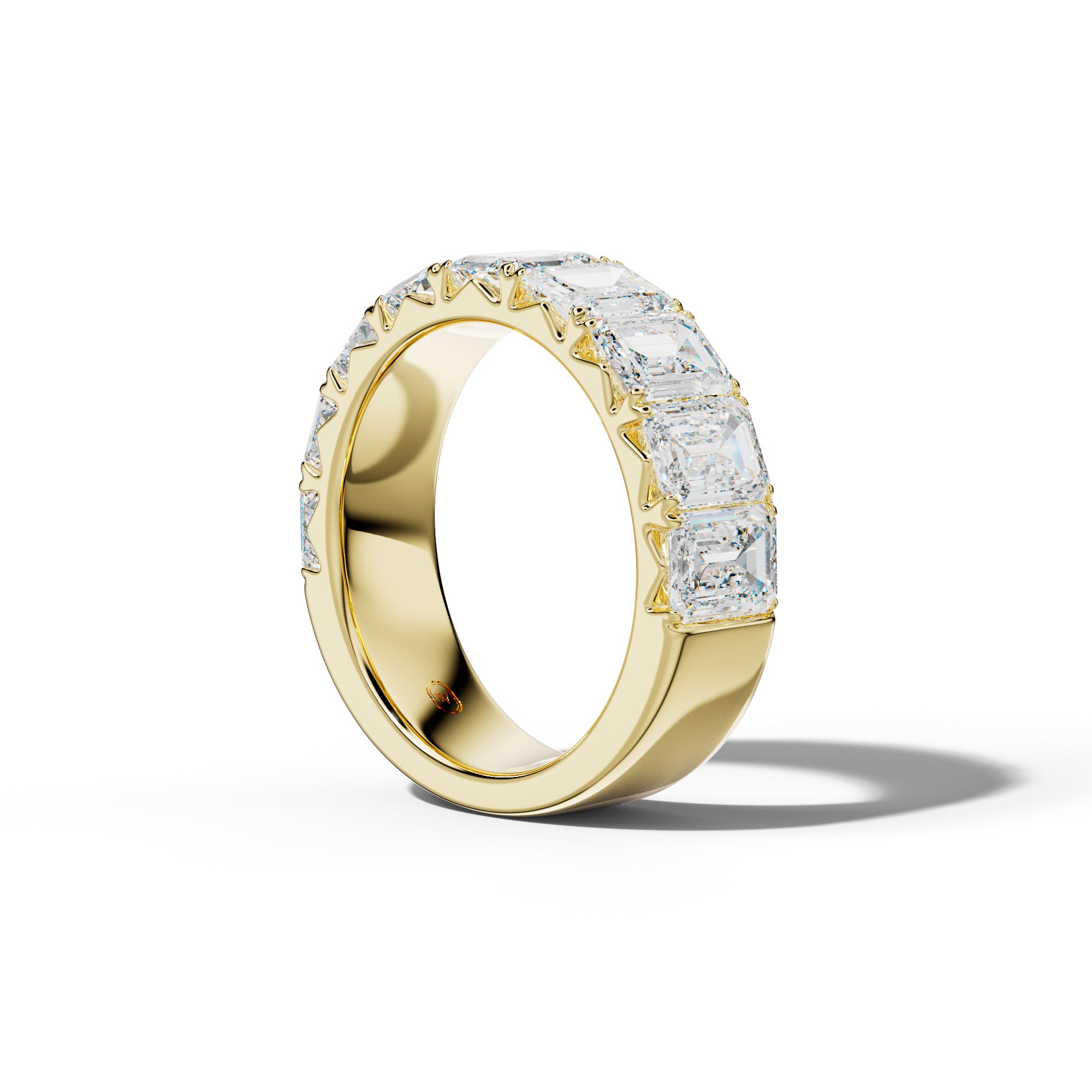 5.0 Carat Emerald Cut Diamond French Pave Half Anniversary Band