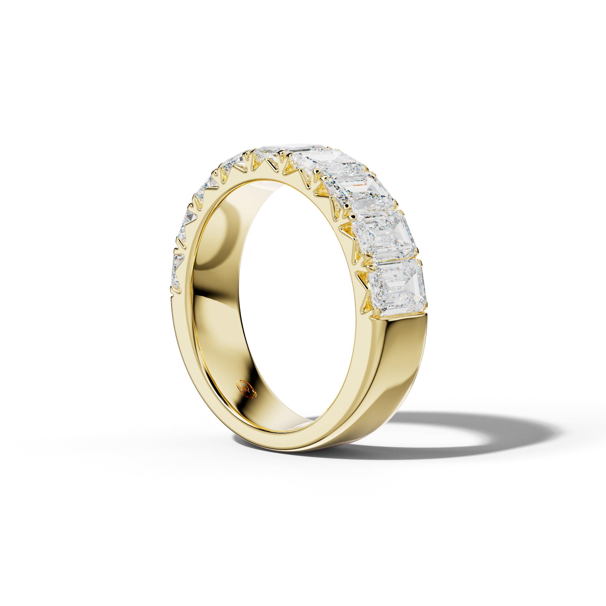4.0 Carat Emerald Cut Diamond French Pave Half Anniversary Band