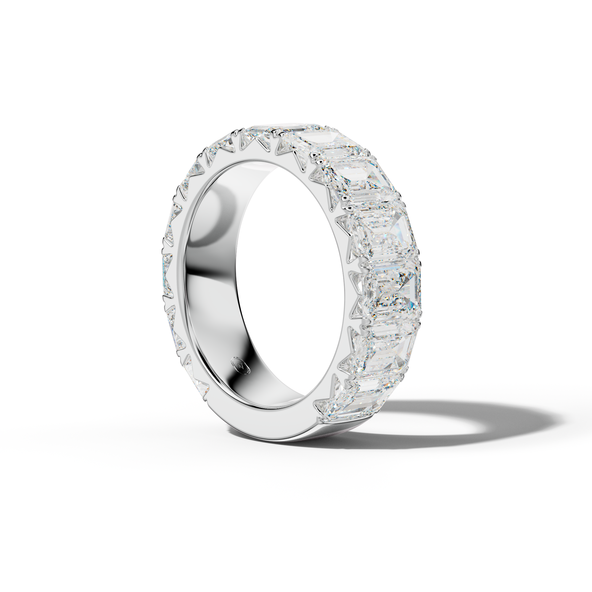 8.0 Carat Emerald Cut Diamond French Pave 3/4 Anniversary Band