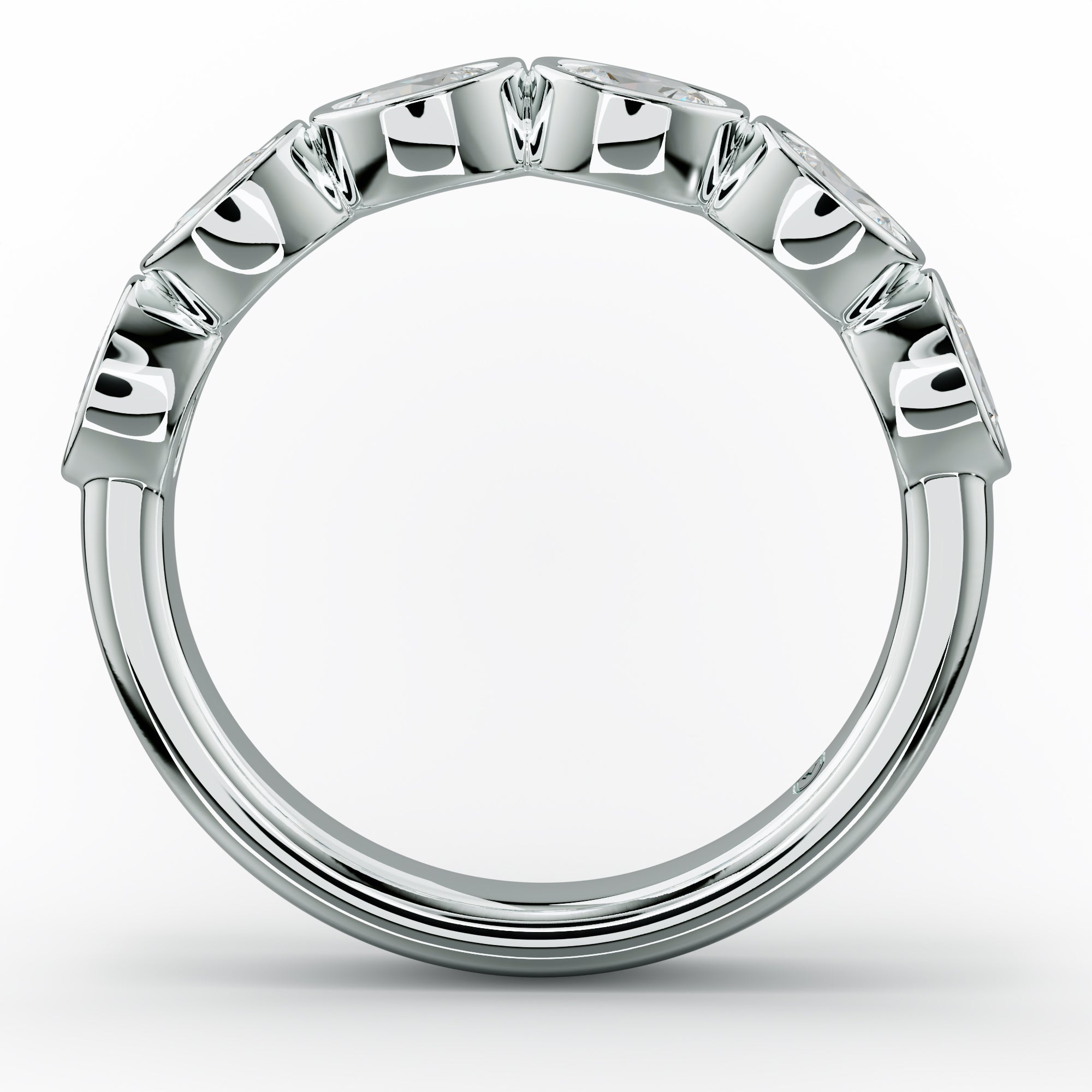 1.0 Carat East West Oval Bezel Set Diamond Anniversary Band