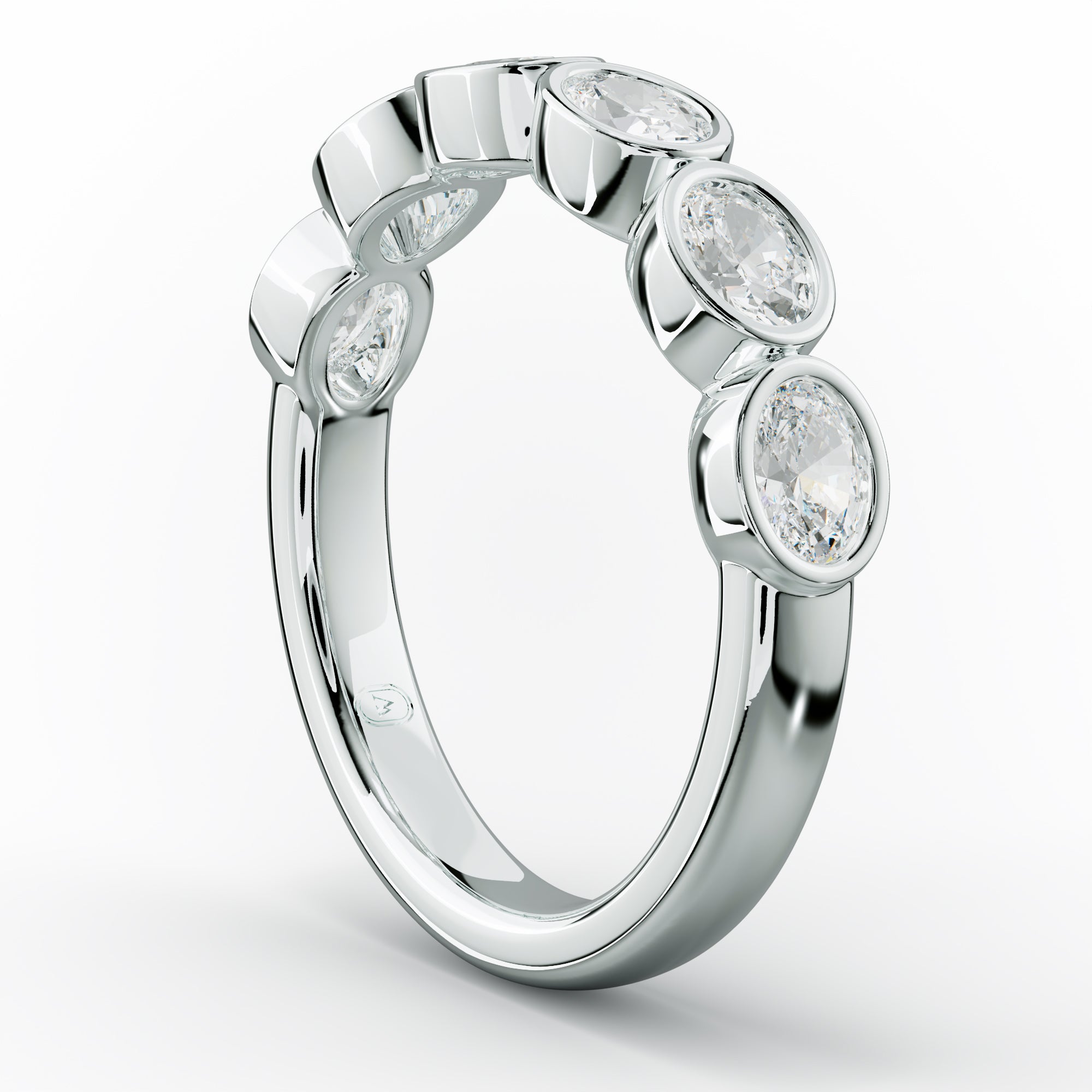 1.0 Carat East West Oval Bezel Set Diamond Anniversary Band