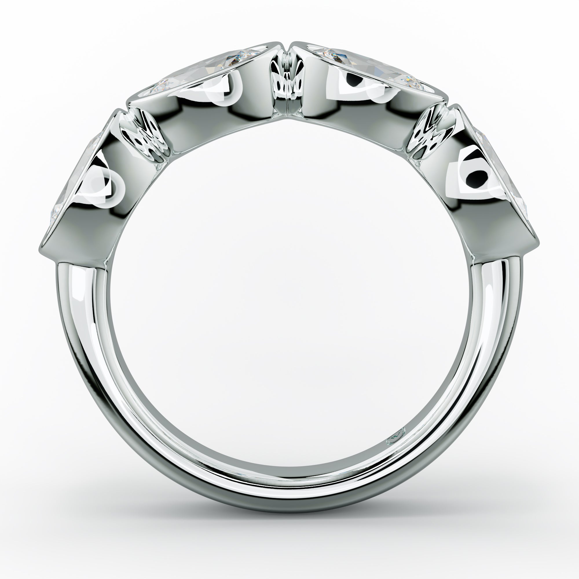 2.0 Carat East West Oval Cut Bezel Set Diamond Anniversary Band