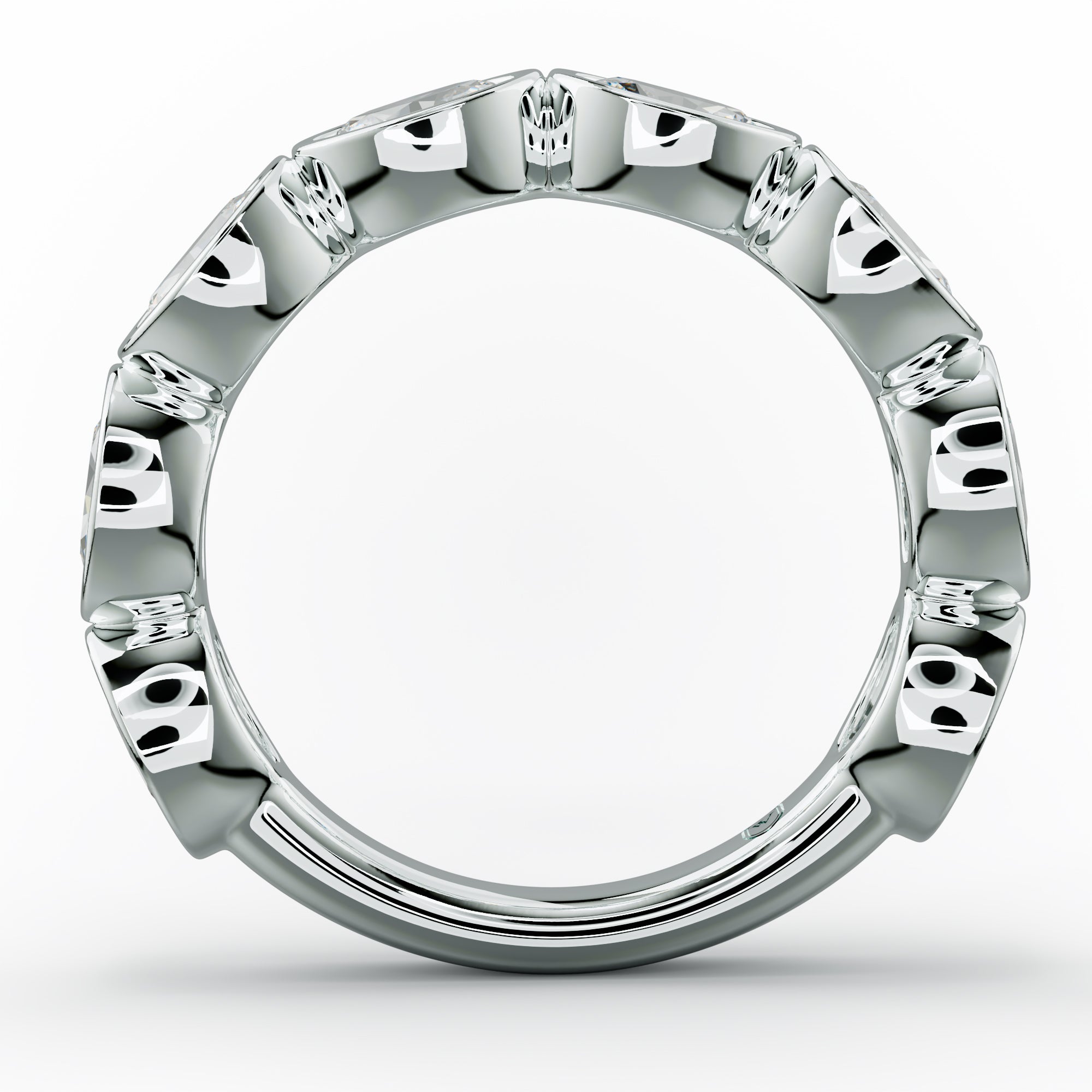 2.0 Carat East West Oval Cut Bezel Set Diamond Anniversary Band