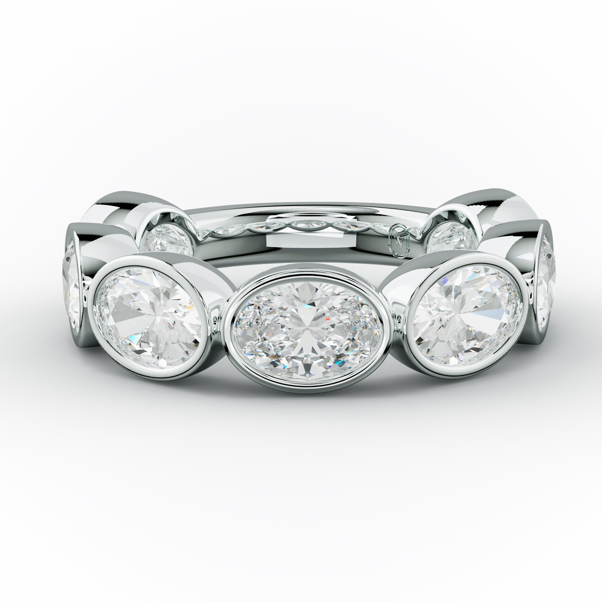 4.0 Carat East West Oval Bezel Set Diamond Anniversary Band