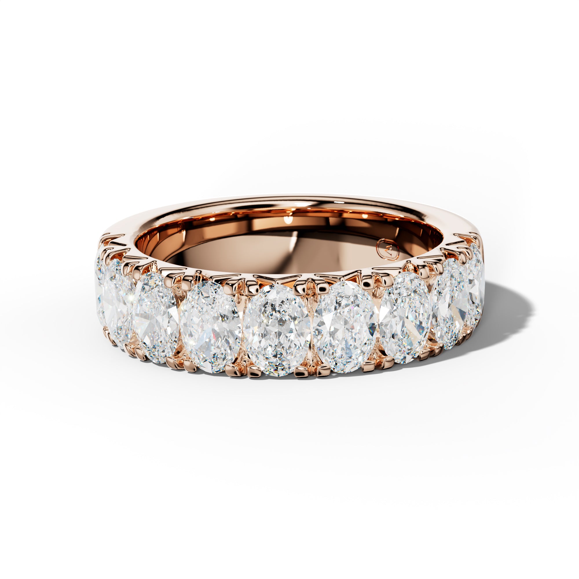 3.0 Carat Oval Diamond French Pave Half Anniversary Band