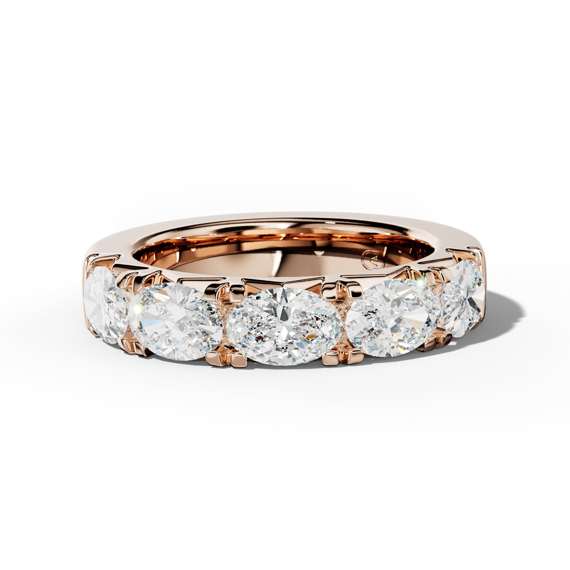 3.0 Carat East West Oval Diamond French Pave Half Anniversary  Band