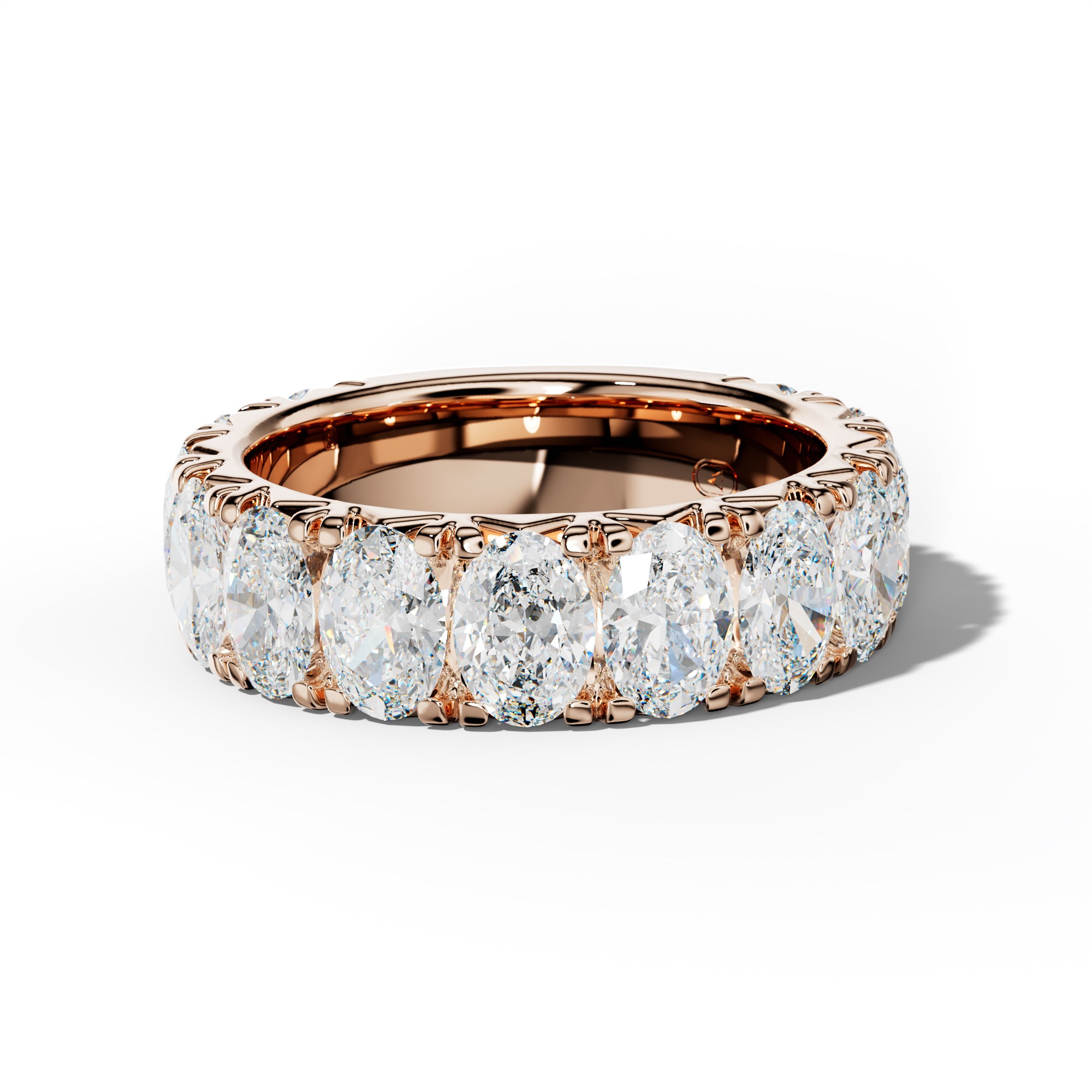 5.0 Carat Oval Diamond French Pave 3/4 Anniversary Band