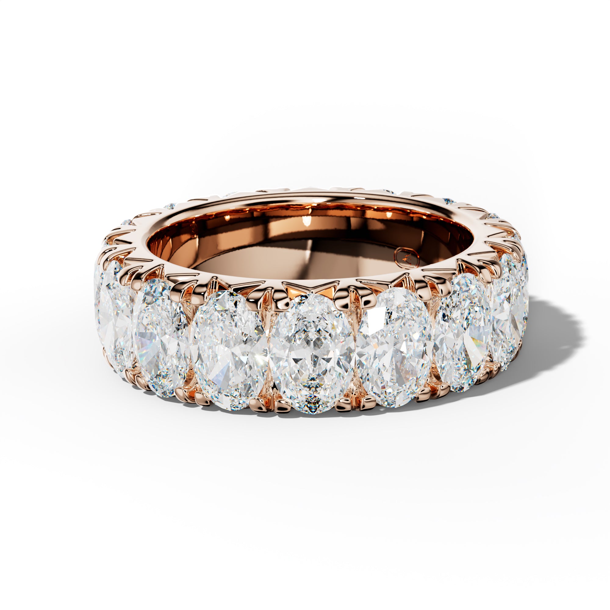 8.0 Carat Oval Diamond French Pave Eternity Band