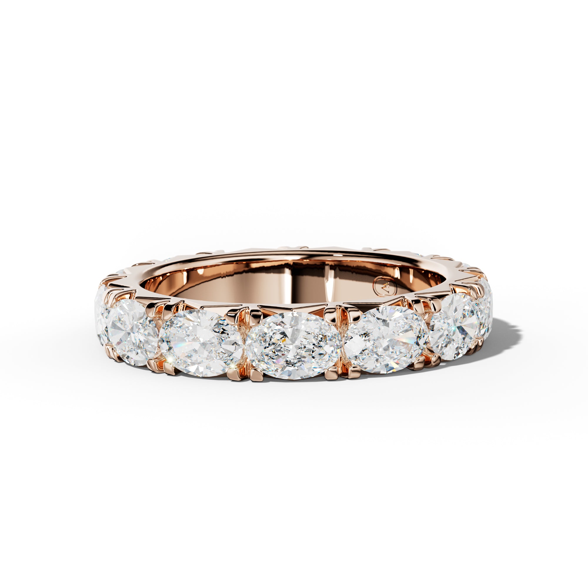 4.0 Carat East West Oval Diamond French Pave Eternity Band
