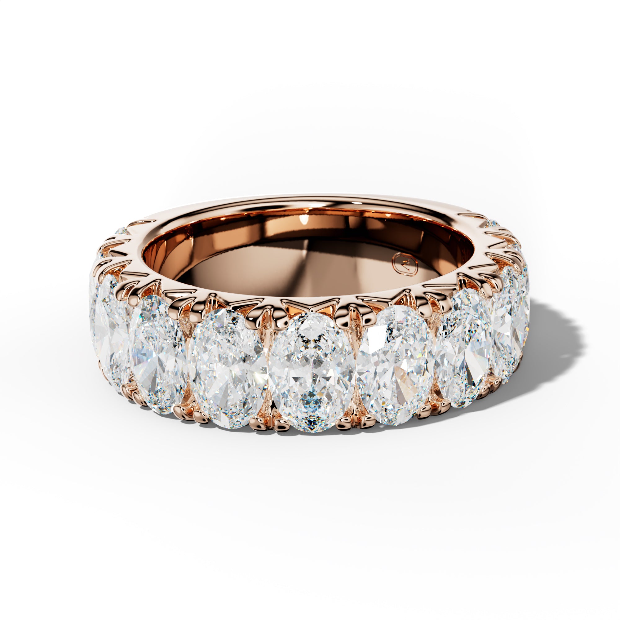 6.0 Carat Oval Diamond French Pave 3/4 Anniversary Band