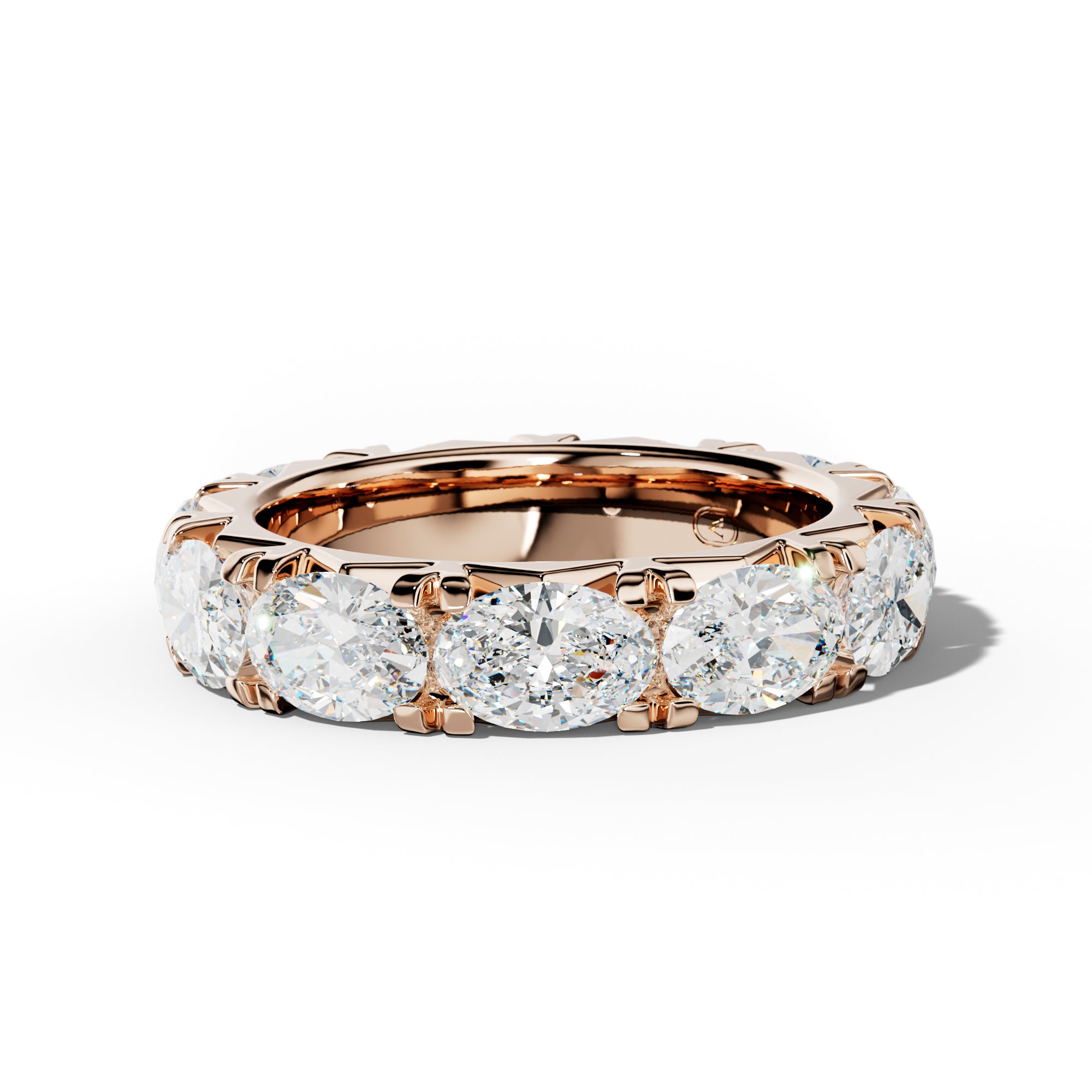 6.0 Carat East West Oval Diamond French Pave Eternity Band