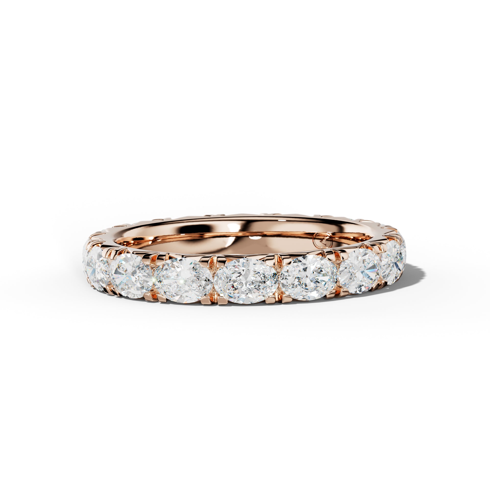3.0 Carat East West Oval Diamond French Pave Eternity Band