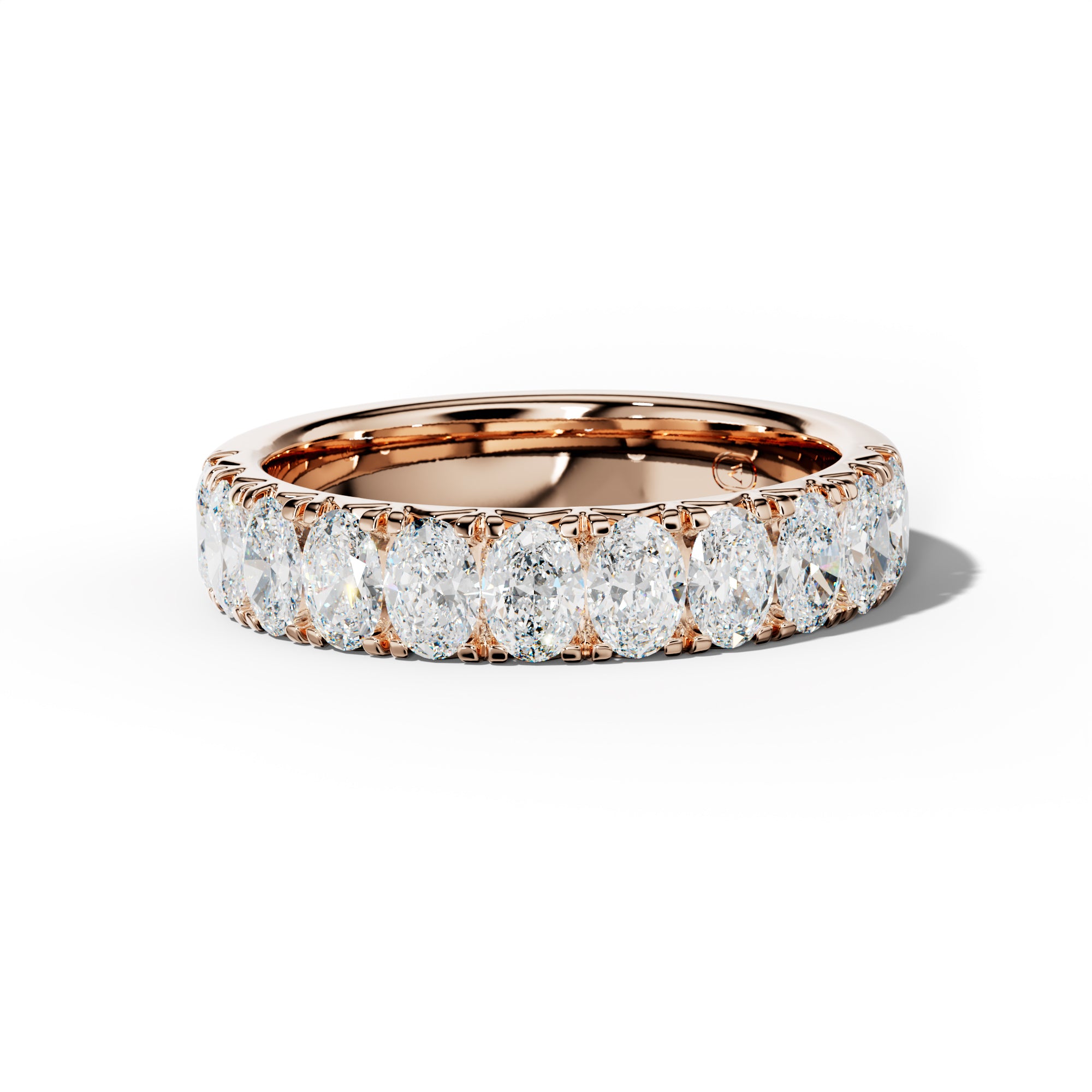 2.0 Carat Oval Diamond French Pave Half Anniversary Band