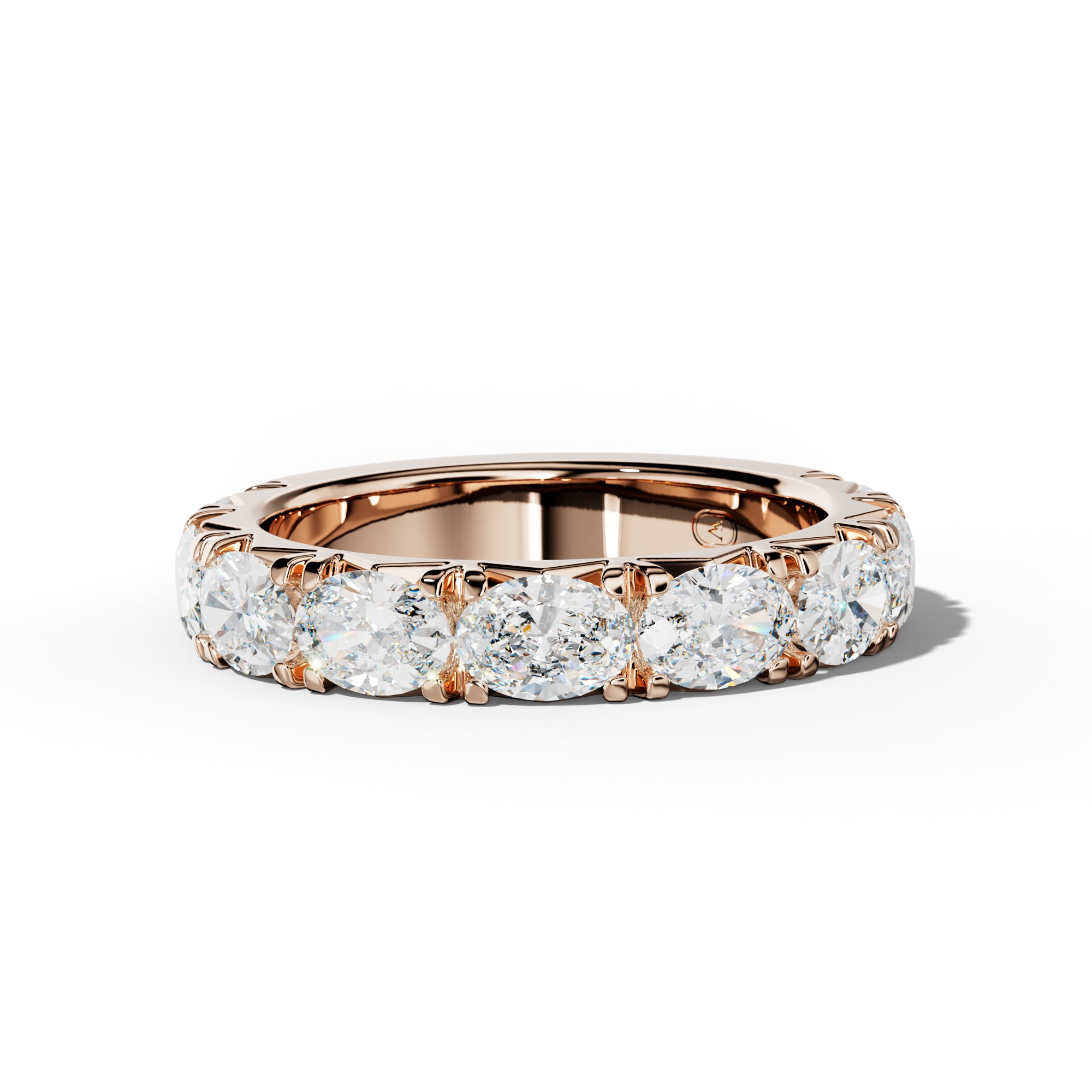 2.0 Carat East West Oval Diamond French Pave 3/4 Anniversary  Band