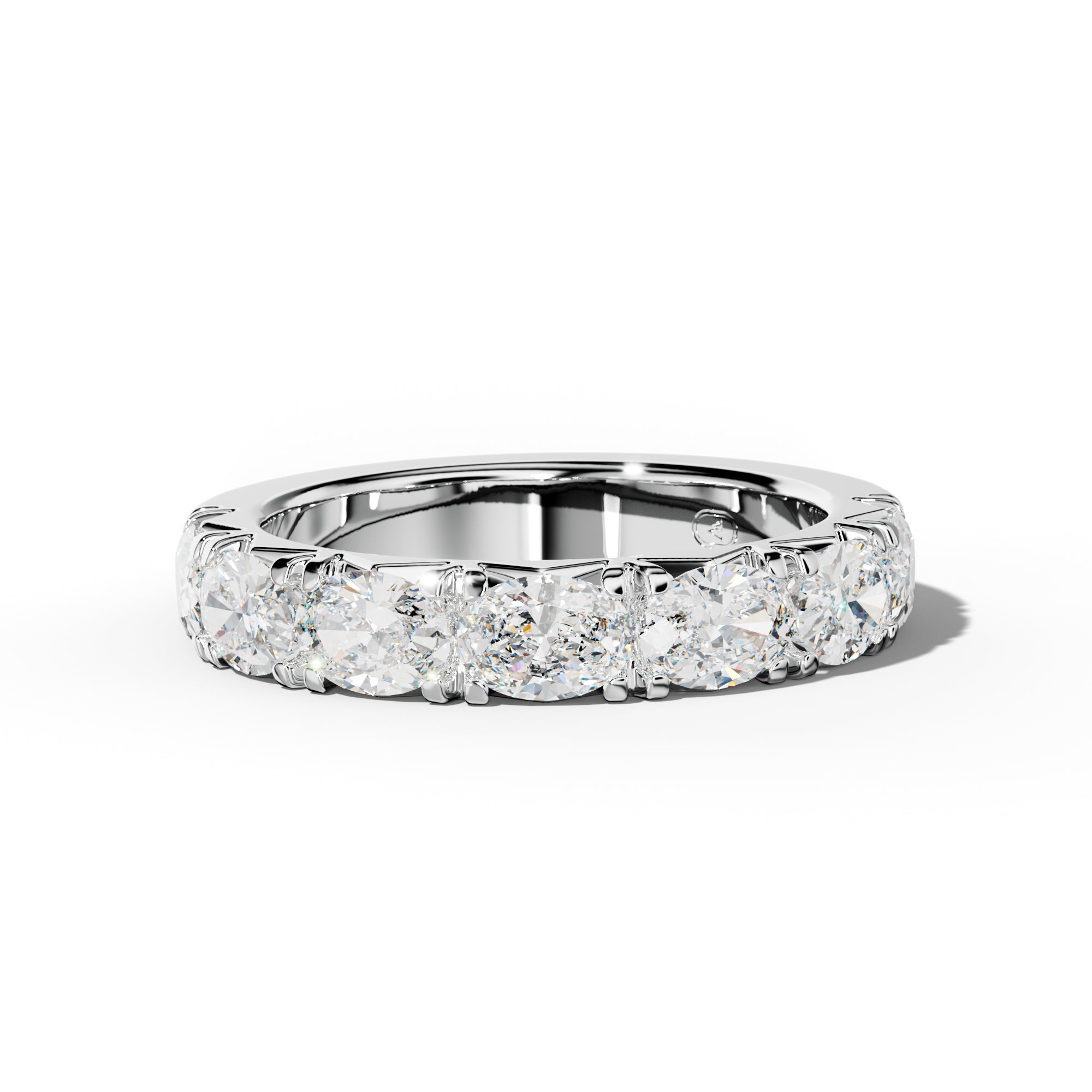 2.0 Carat East West Oval Diamond French Pave Half Anniversary Band