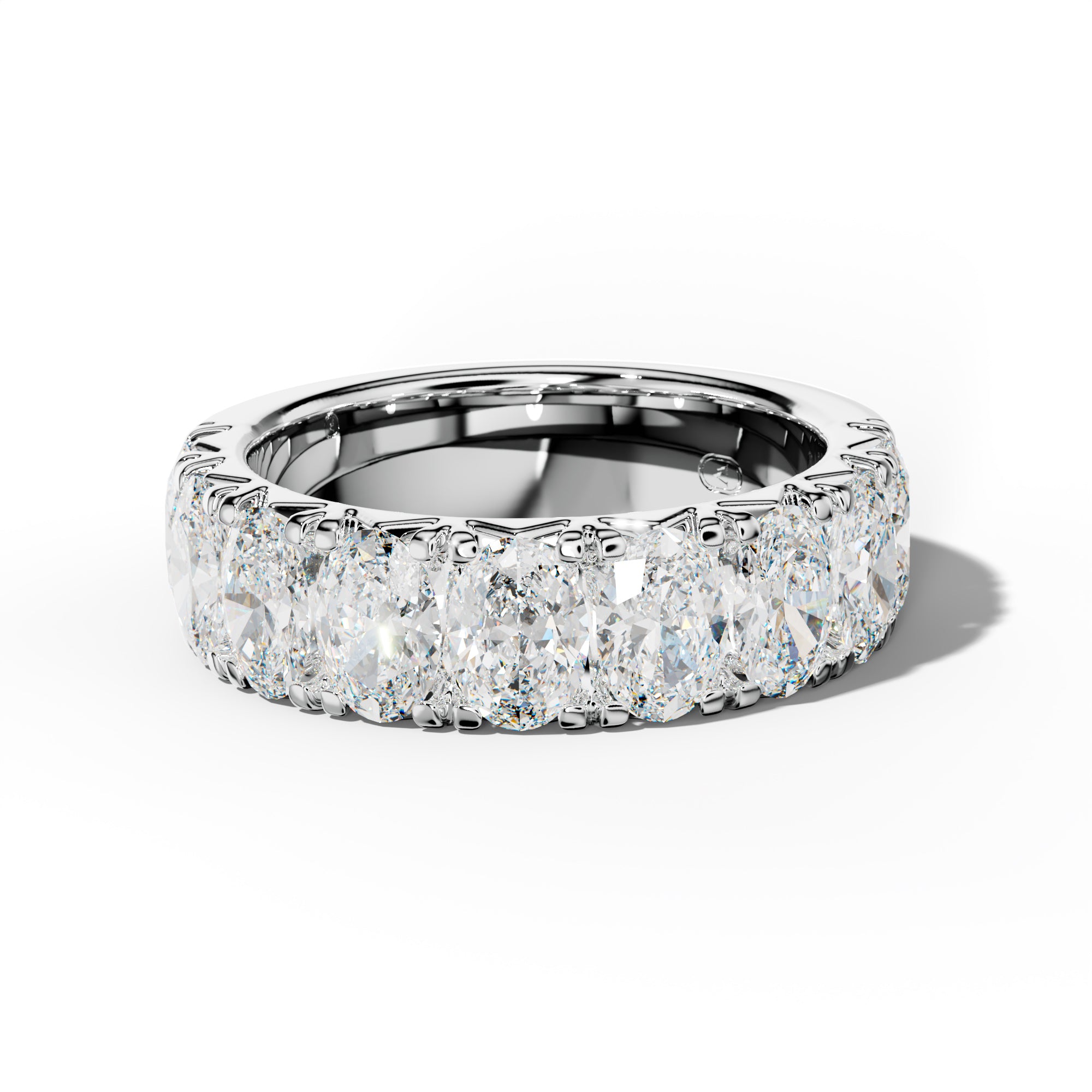 4.0 Carat Oval Diamond French Pave Half Anniversary Band