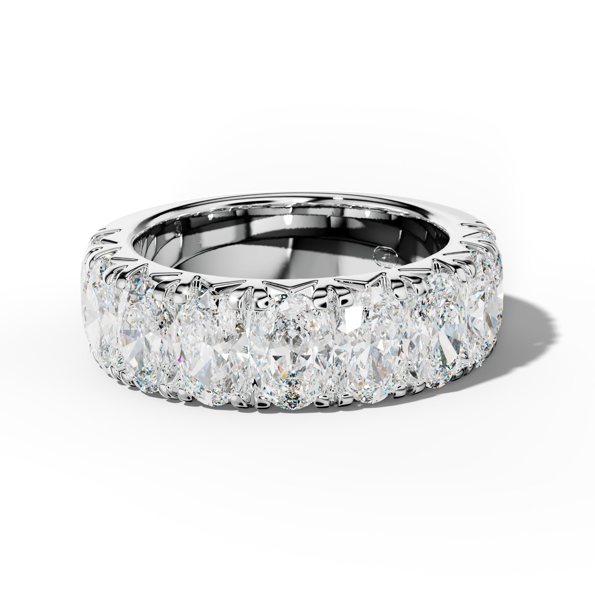 5.0 Carat Oval  Diamond French Pave Half Anniversary Band