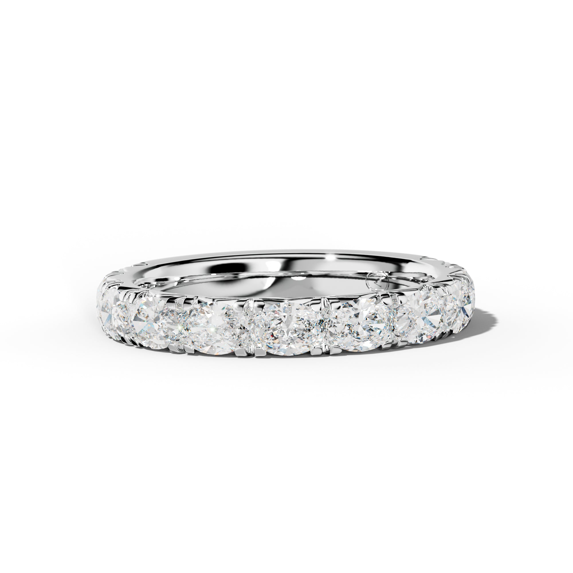 1.0 Carat East West Oval Diamond French Pave 3/4 Anniversary Band