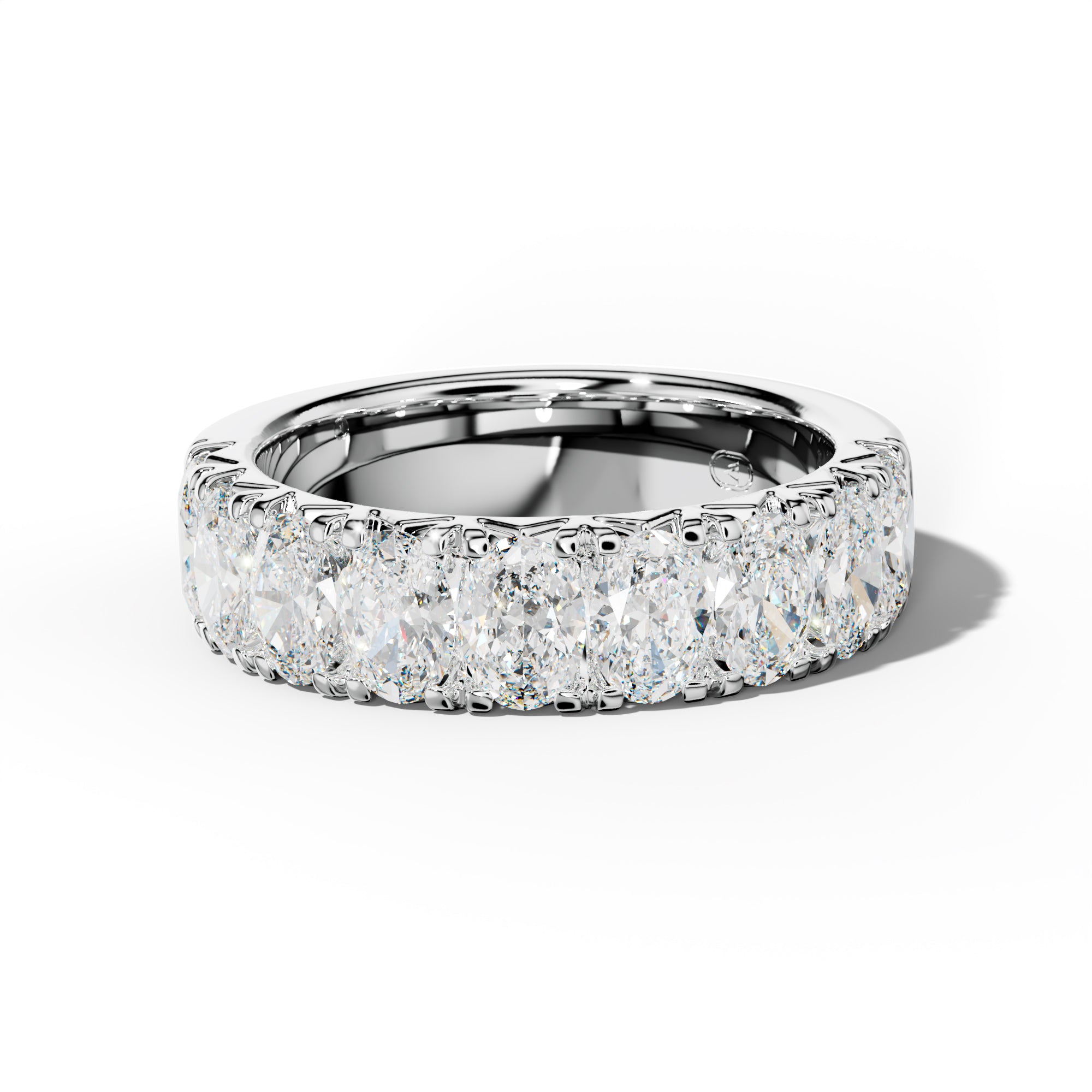3.0 Carat Oval Diamond French Pave Half Anniversary Band