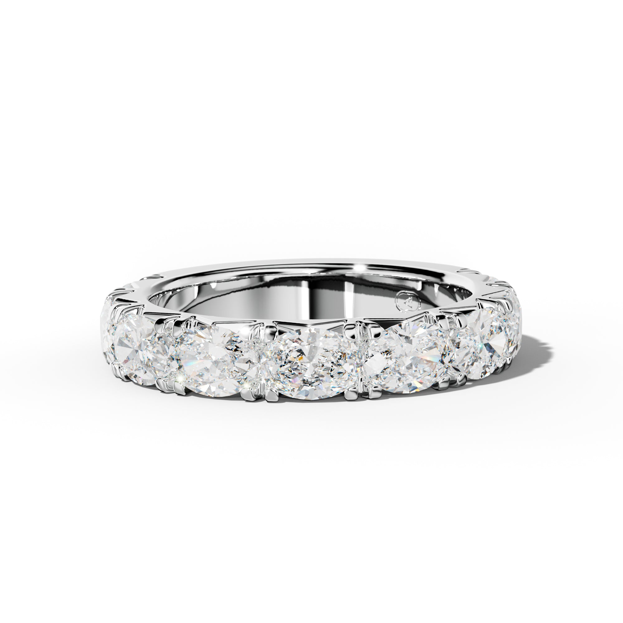 2.0 Carat East West Oval Diamond French Pave 3/4 Anniversary  Band