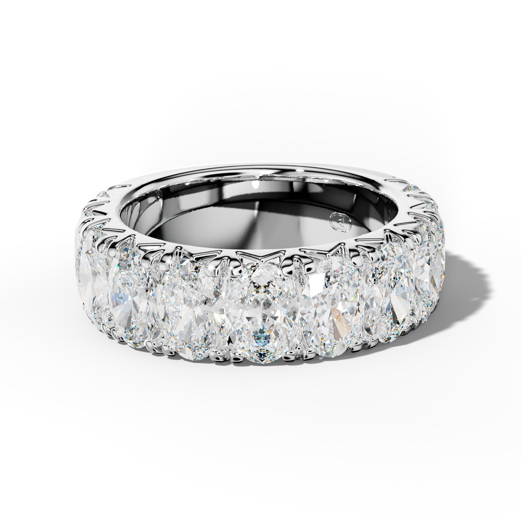 6.0 Carat Oval Diamond French Pave 3/4 Anniversary Band