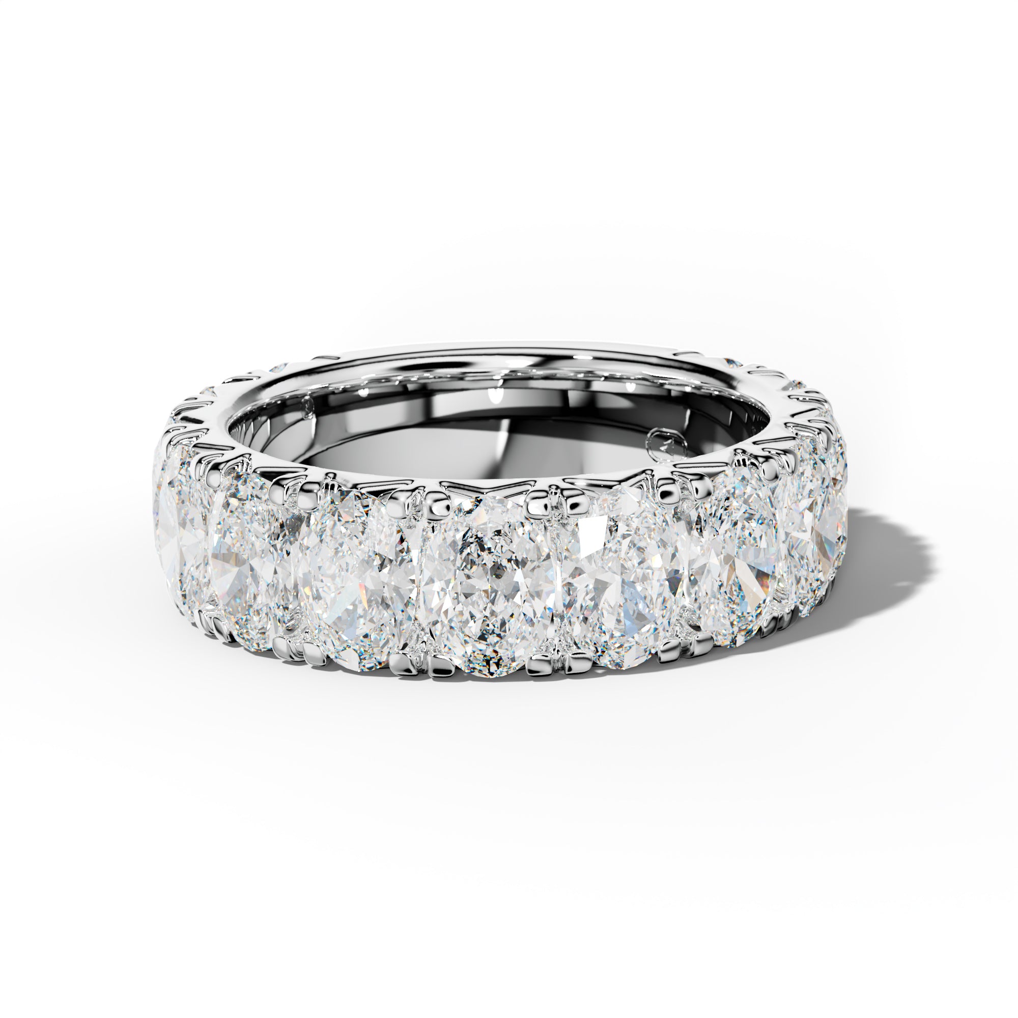5.0 Carat Oval Diamond French Pave 3/4 Anniversary Band