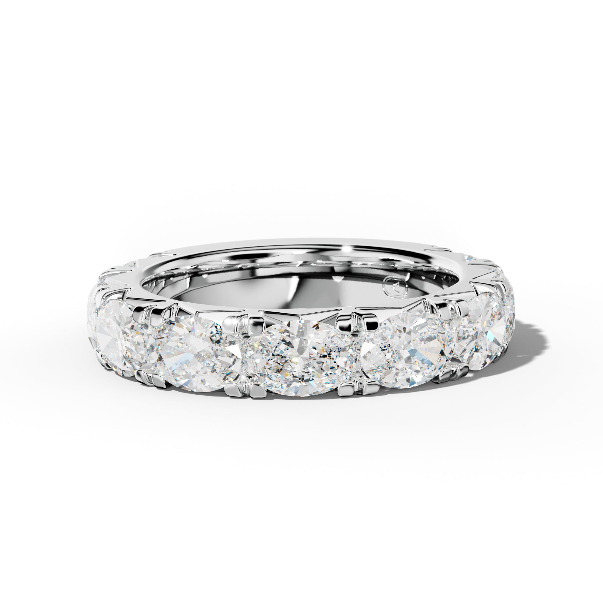 3.0 Carat East West Oval Diamond French Pave 3/4 Anniversary  Band