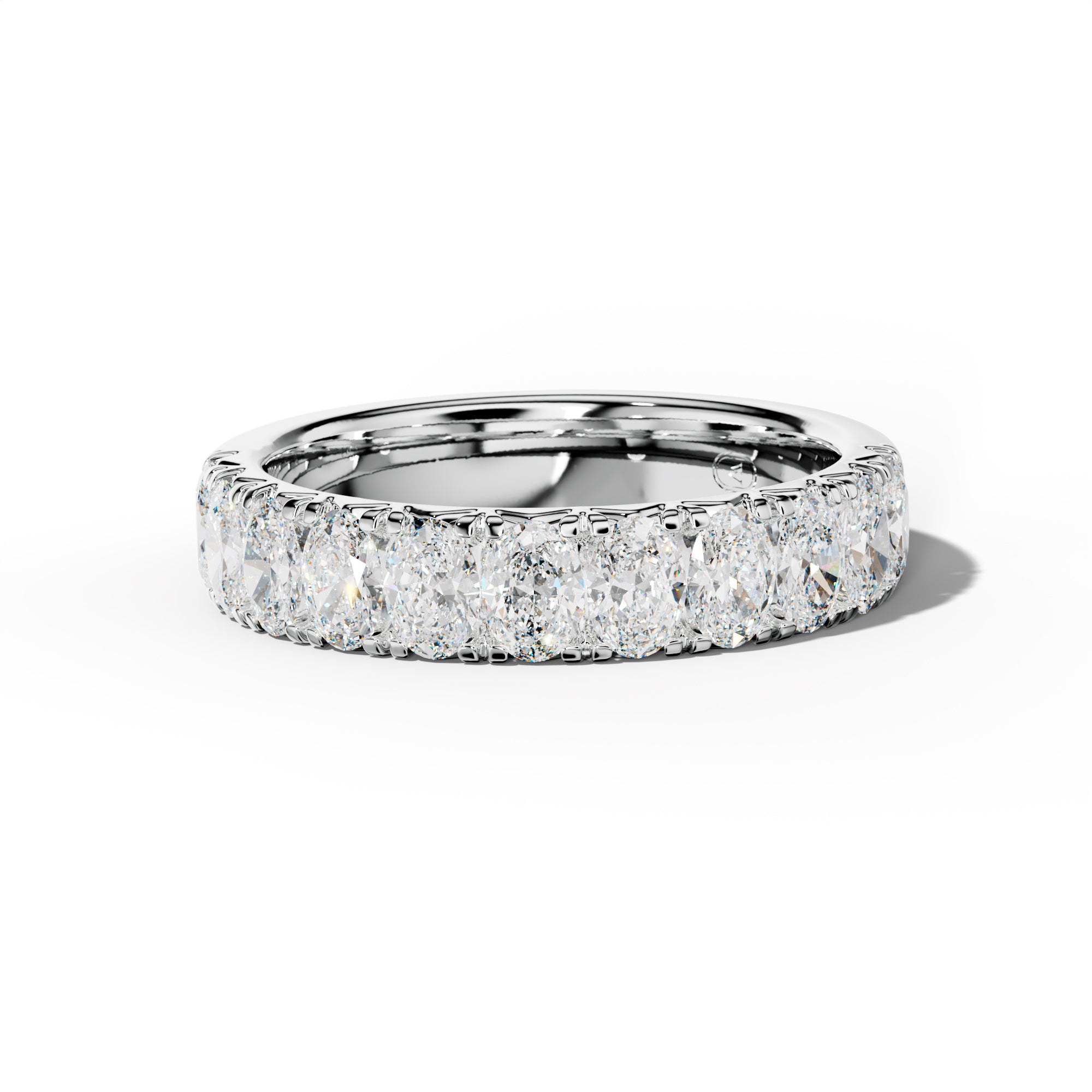 2.0 Carat Oval Diamond French Pave Half Anniversary Band