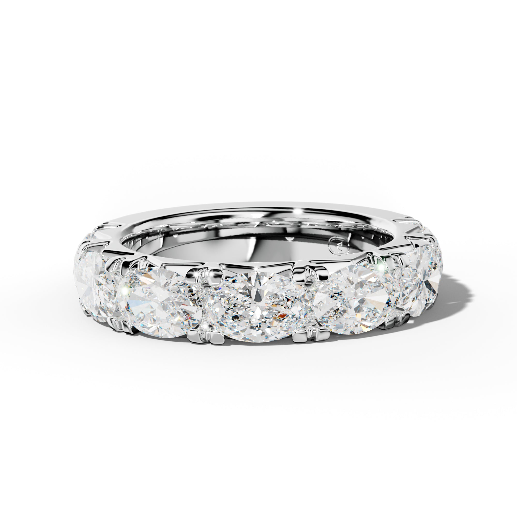4.0 Carat East West Oval Diamond French Pave 3/4 Anniversary Band