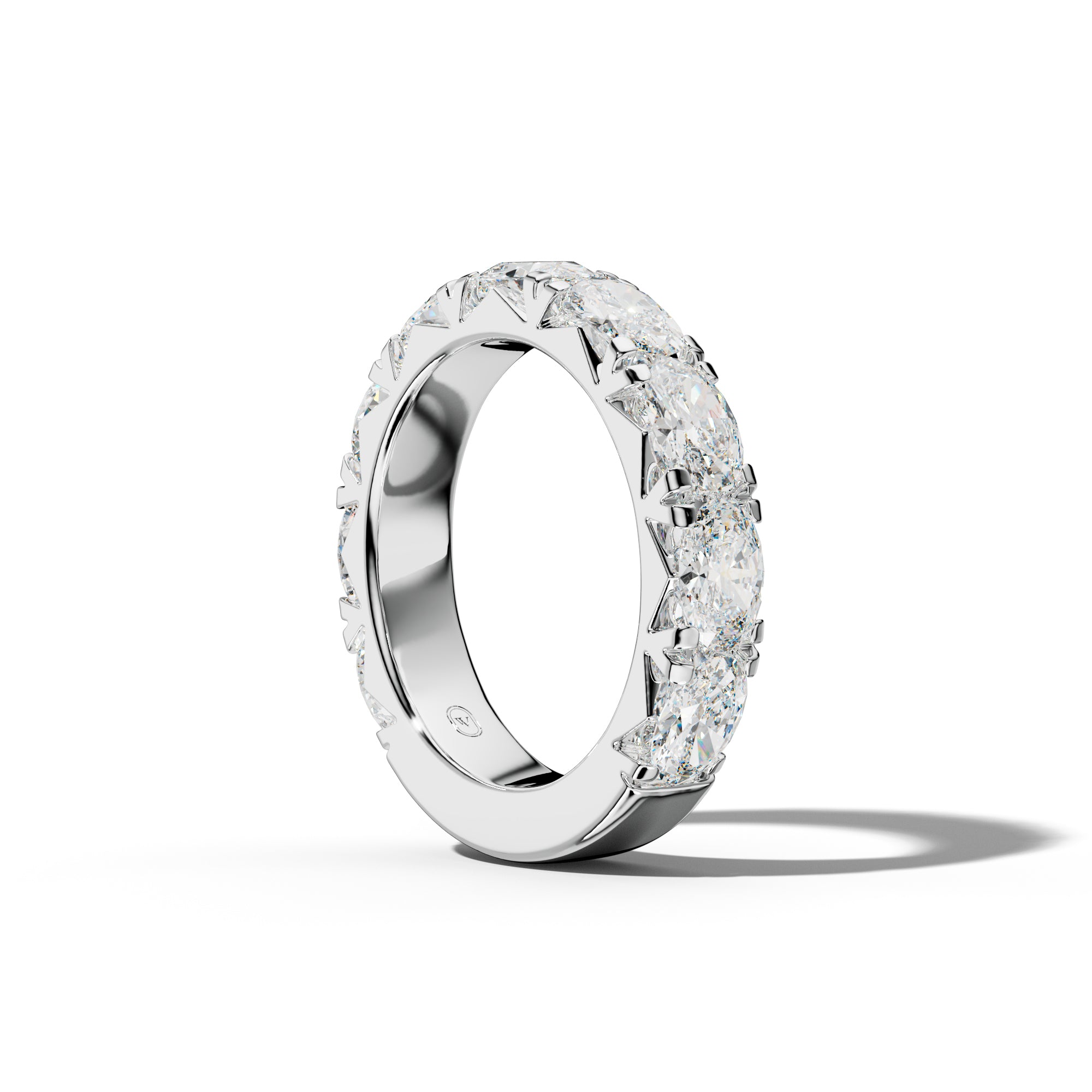 3.0 Carat East West Oval Diamond French Pave 3/4 Anniversary  Band