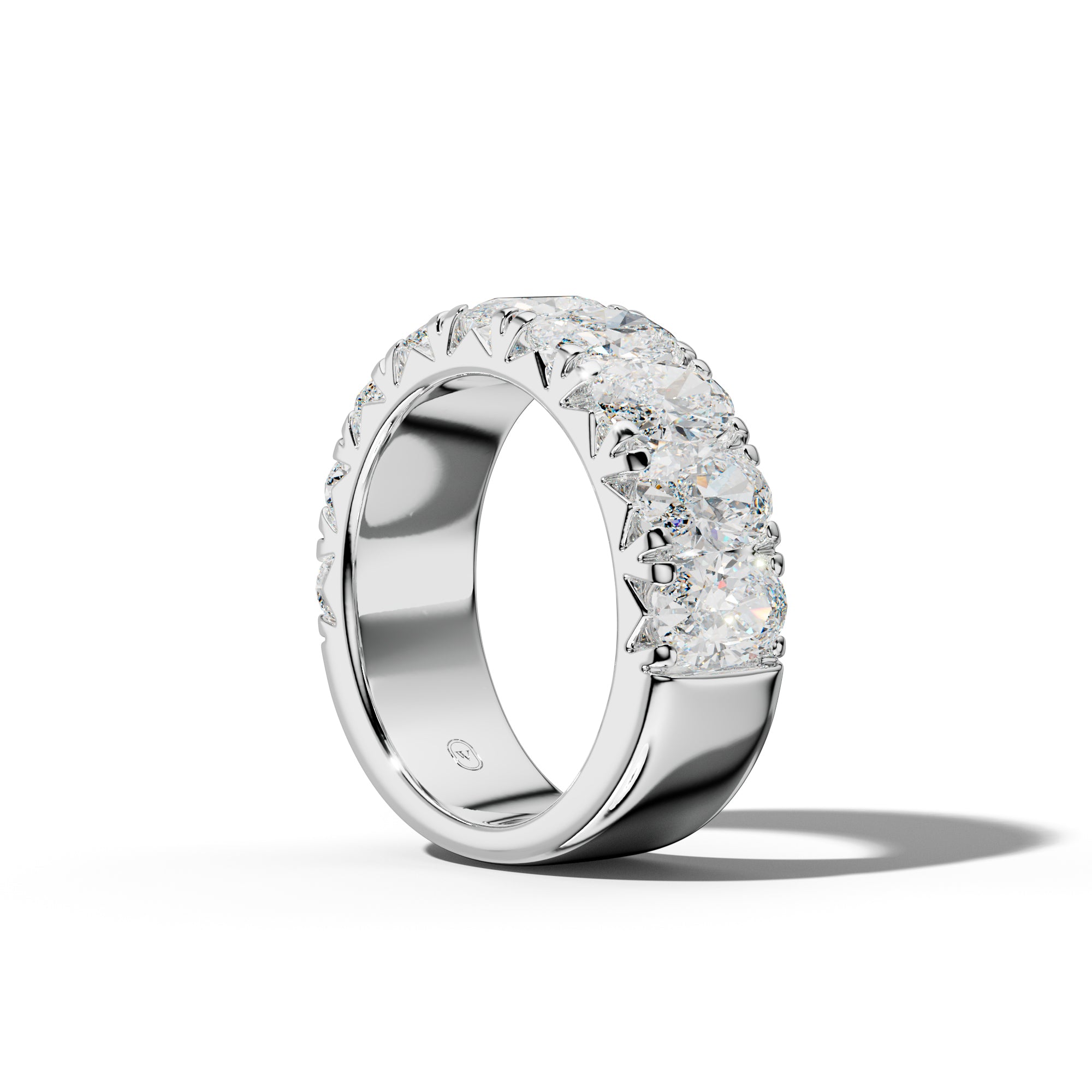 5.0 Carat Oval  Diamond French Pave Half Anniversary Band