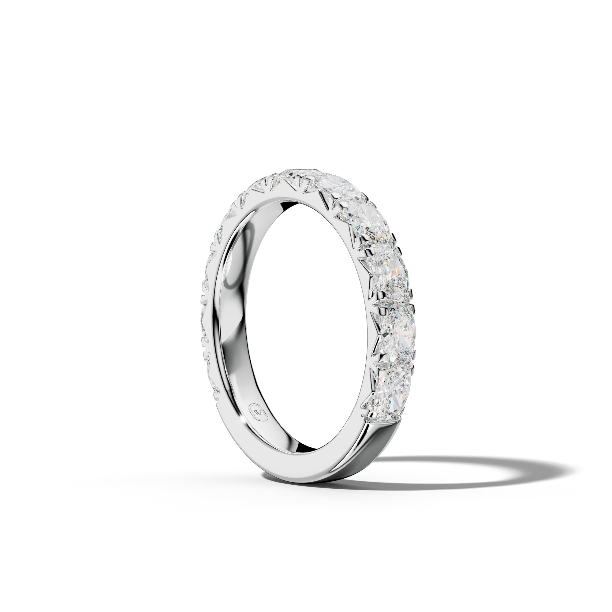 1.0 Carat East West Oval Diamond French Pave 3/4 Anniversary Band