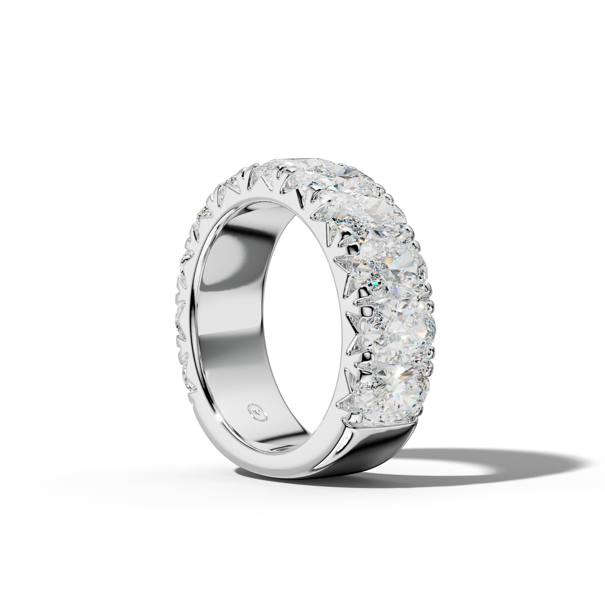 6.0 Carat Oval Diamond French Pave 3/4 Anniversary Band