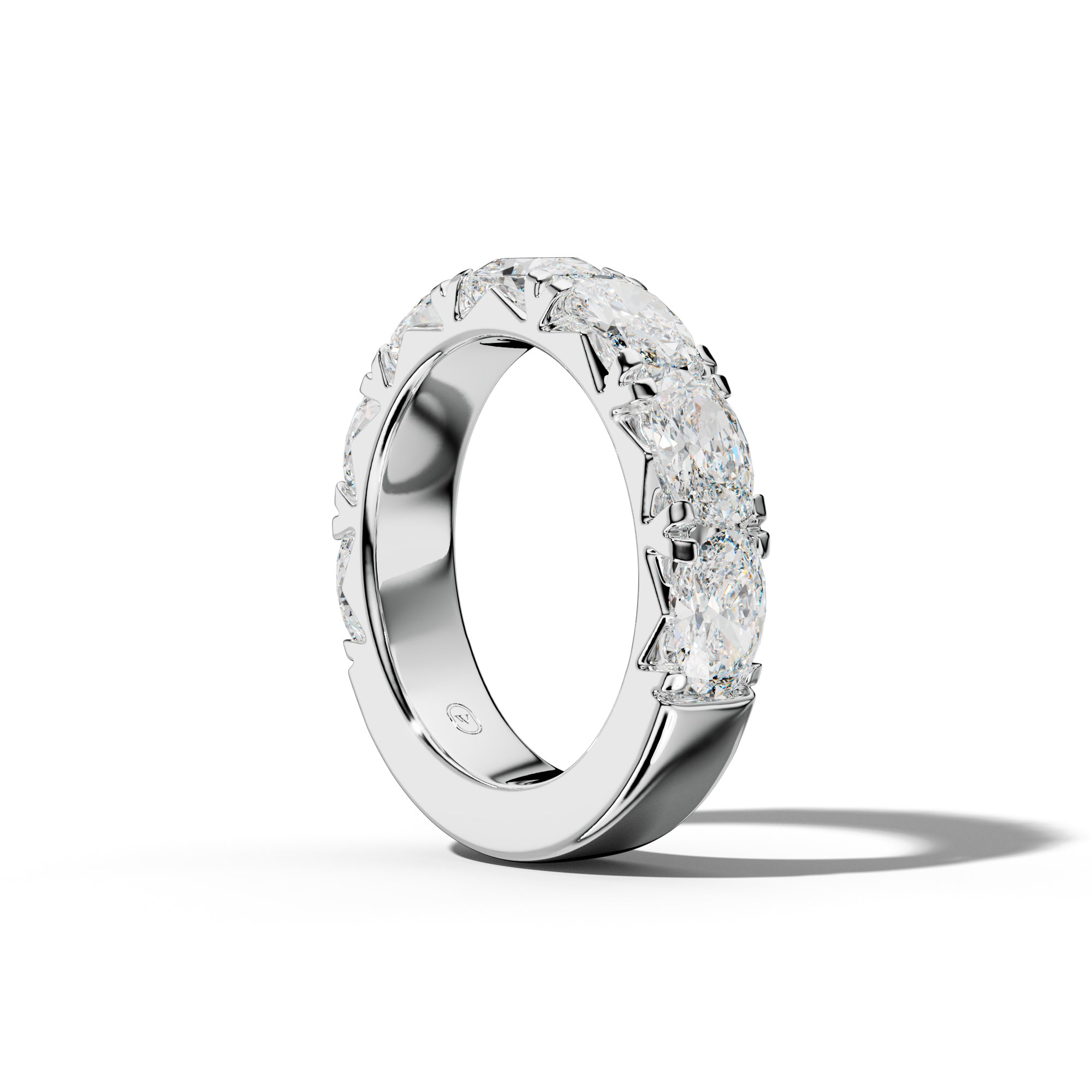 4.0 Carat East West Oval Diamond French Pave 3/4 Anniversary Band