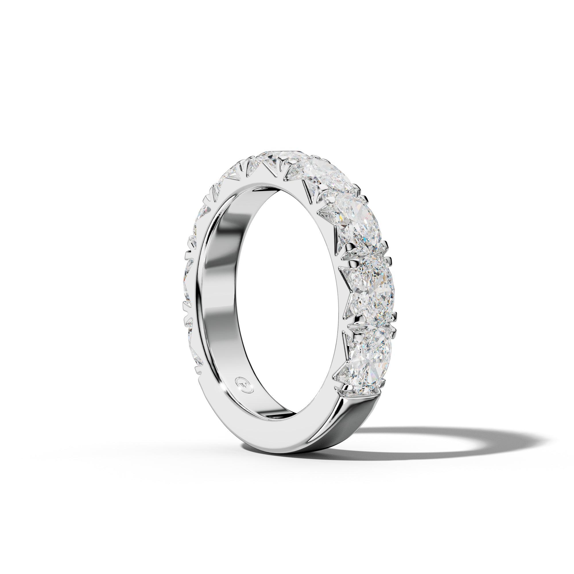 2.0 Carat East West Oval Diamond French Pave 3/4 Anniversary  Band