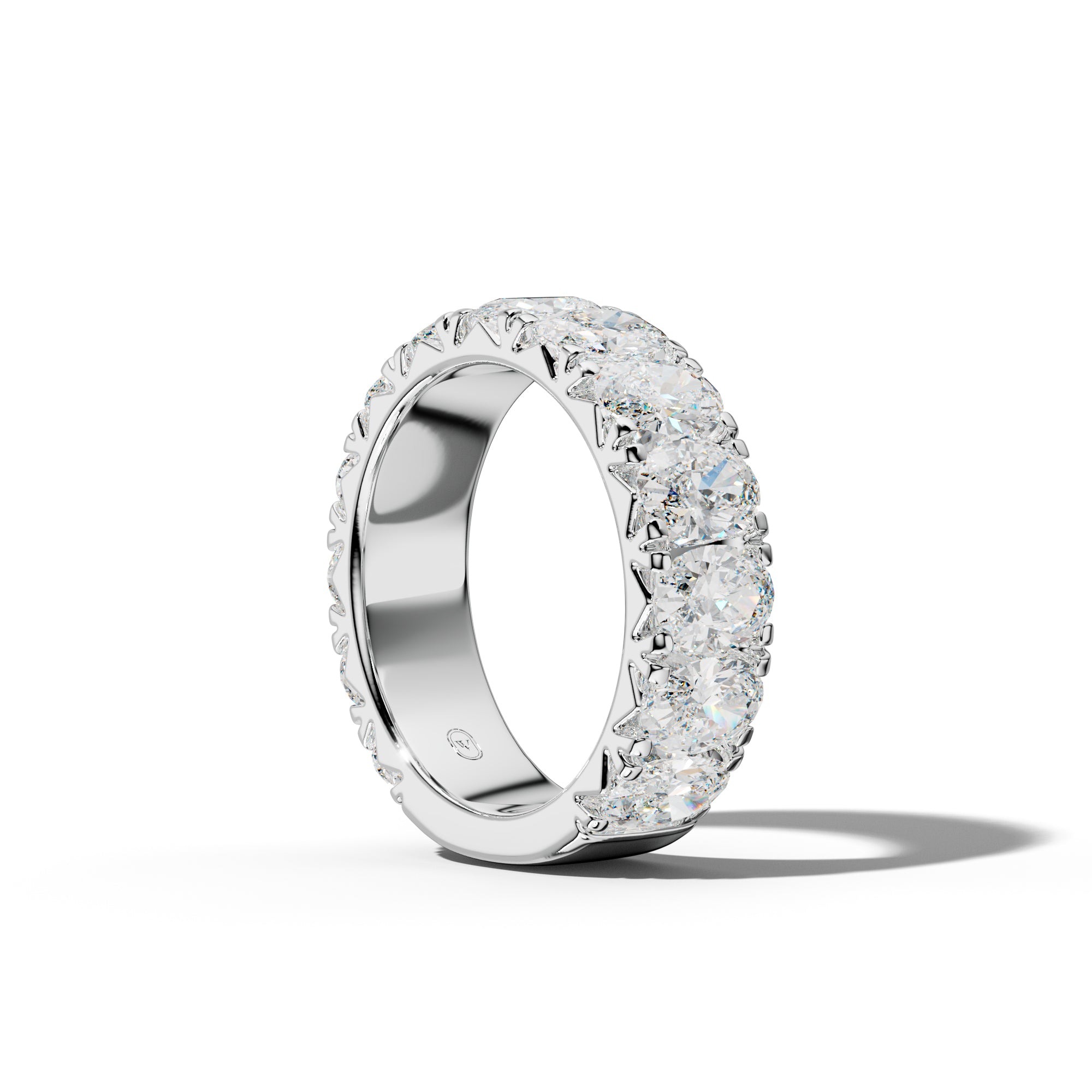 5.0 Carat Oval Diamond French Pave 3/4 Anniversary Band