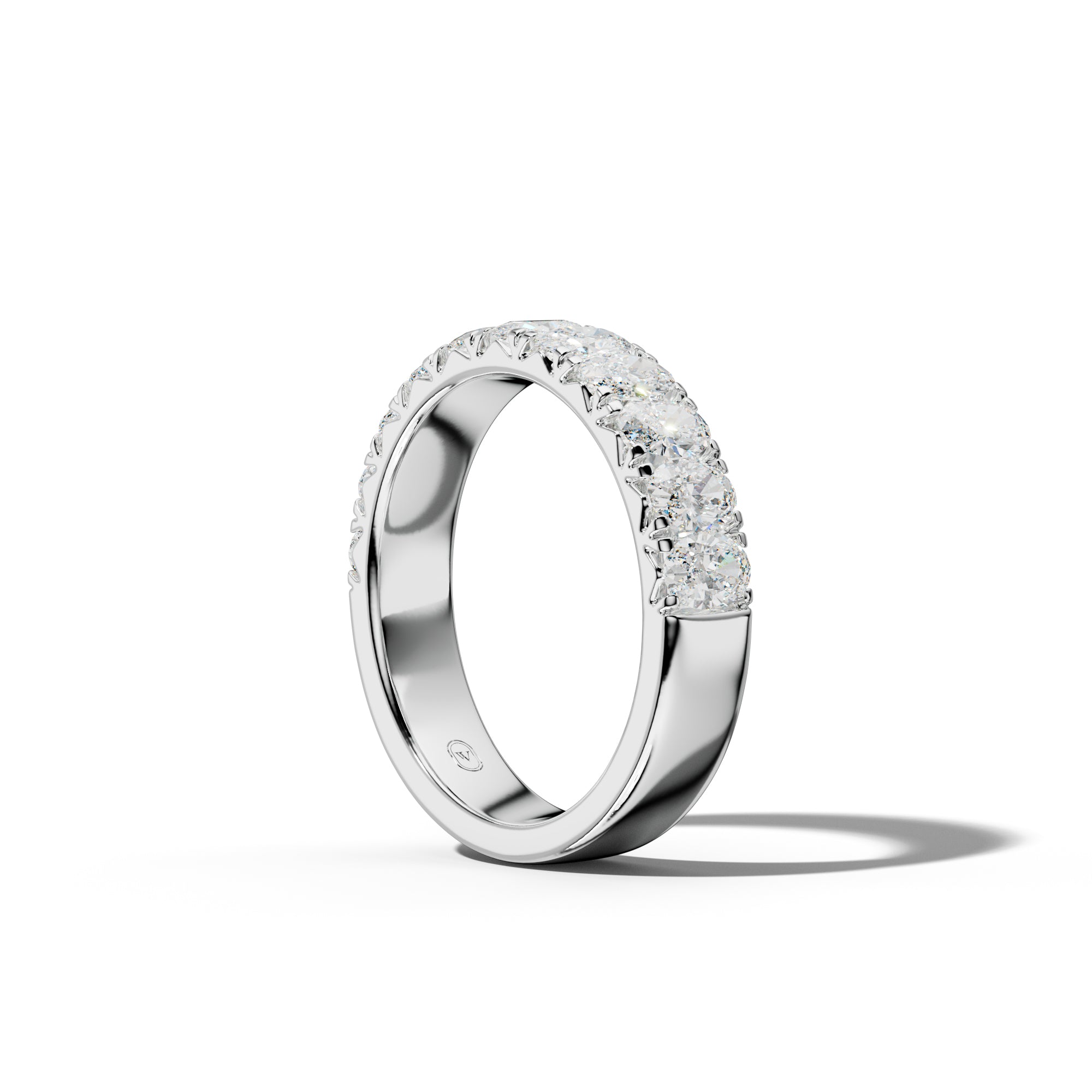 2.0 Carat Oval Diamond French Pave Half Anniversary Band